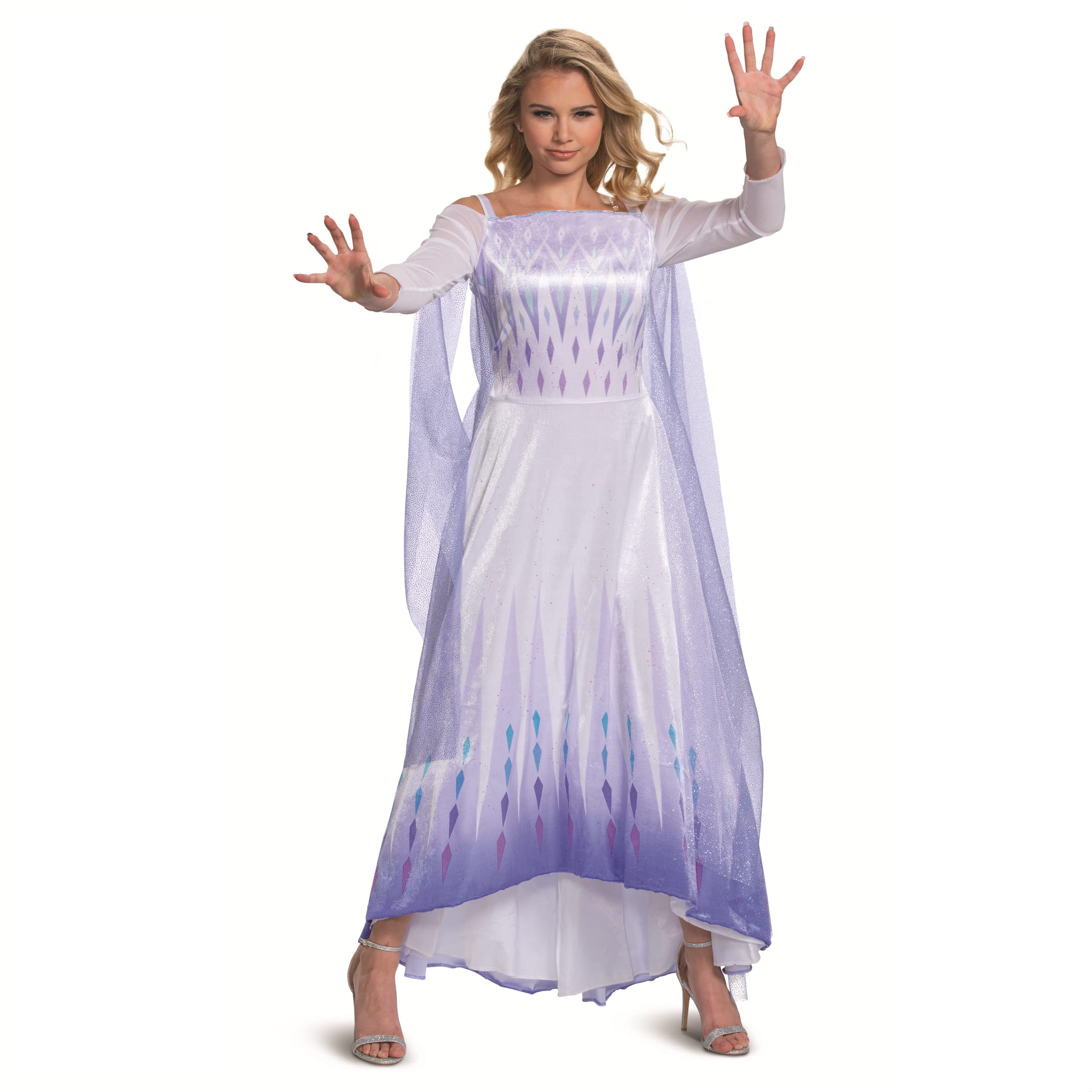 Official Disney Frozen 2 Elsa Adult Costume Dress for Women - Elegant Queen Outfit for Halloween, Cosplay & Theme Parties
