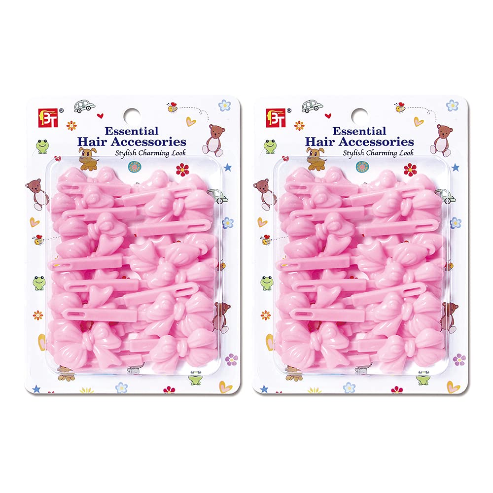 32 Pcs Colorful Hair Clips Barrettes with Gift Bow - Hair Accessories for Women, Girls, Kids & Toddlers - Perfect for School, Parties & Daily Use (Pink)
