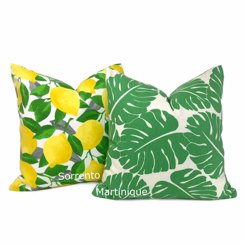 Sorrento Lemons Decorative Pillow Cover - Indoor Outdoor Throw Pillow Case - Perfect for Sofa, Bed, Patio & Garden Decor