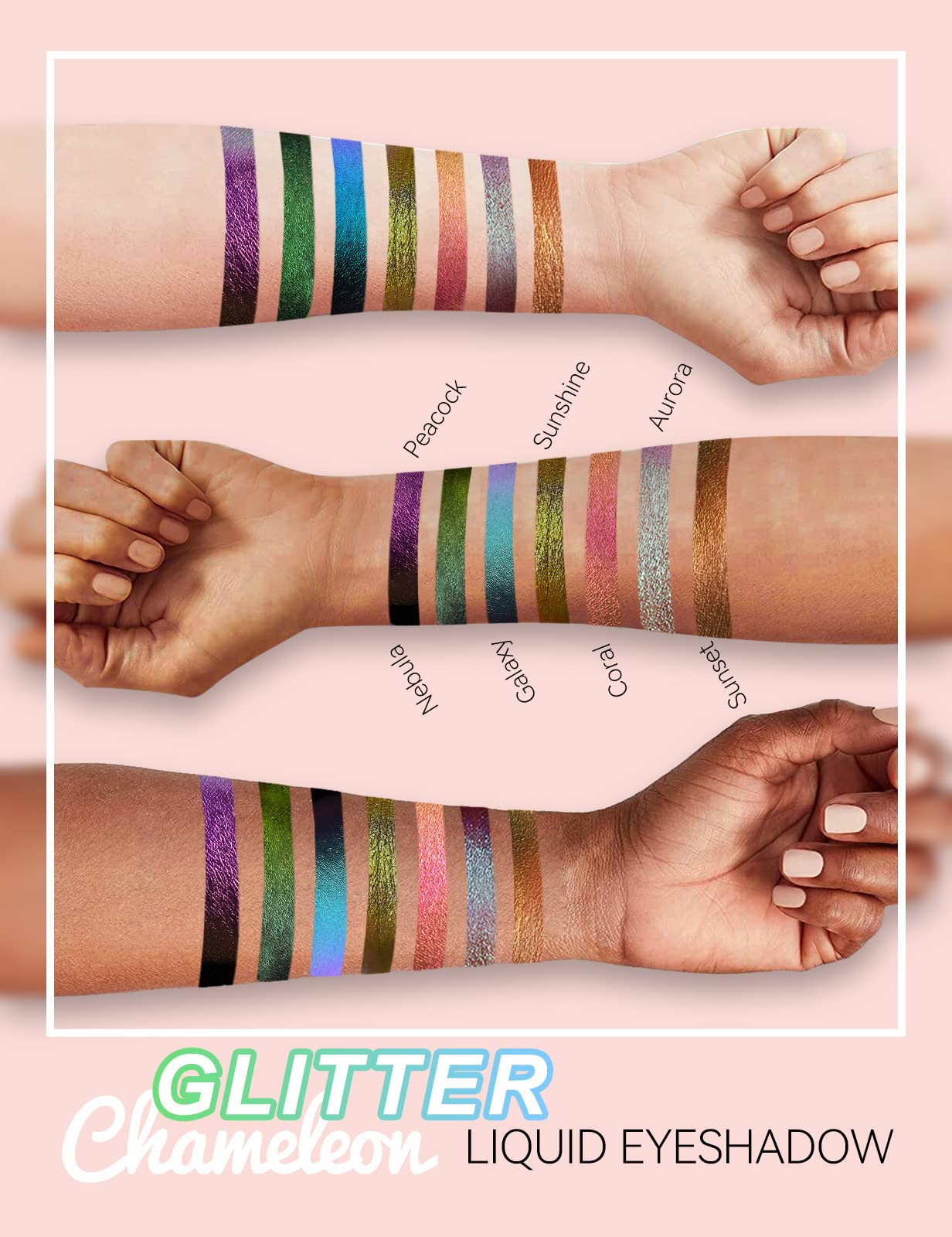 Chameleon Liquid Glitter Eyeshadow - Long Lasting Color Shifting Makeup with High Pigment & Quick Dry Formula | No Crease Shimmer Eyeshadow for Sunset Looks | Perfect for Parties, Night Out & Special Occasions