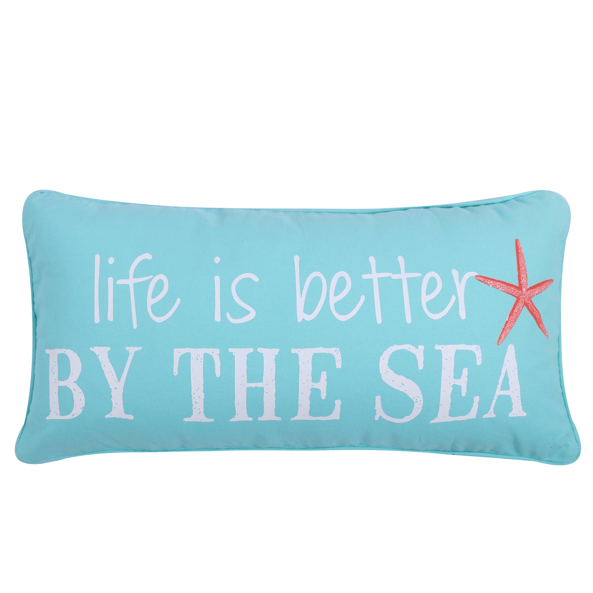 Teal 'Life is Better by the Sea' Decorative Throw Pillow - Coastal Home Decor for Living Room, Bedroom & Beach House