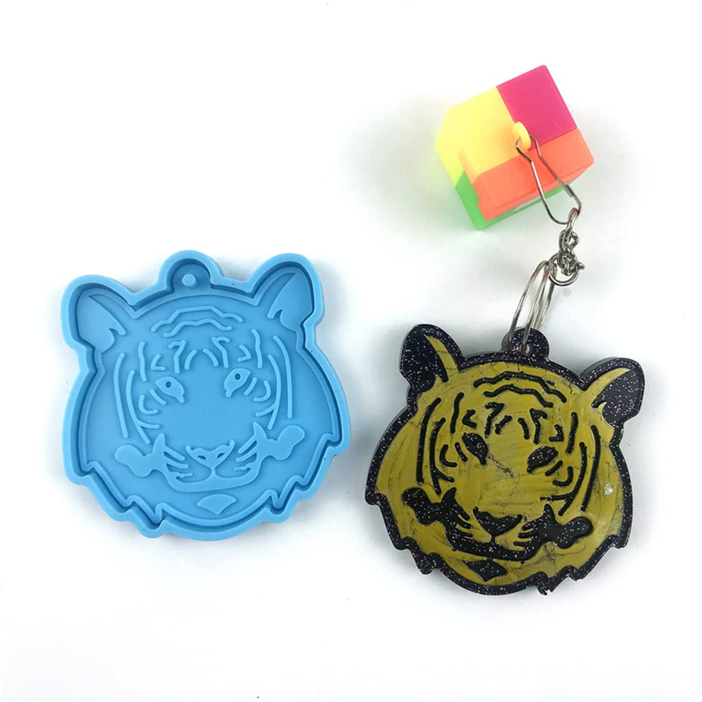 Premium Tiger Silicone Resin Molds for Jewelry Making - Animal Pendant Epoxy Craft Molds with Hanging Hole - Perfect for DIY Necklaces, Keychains & Home Decor