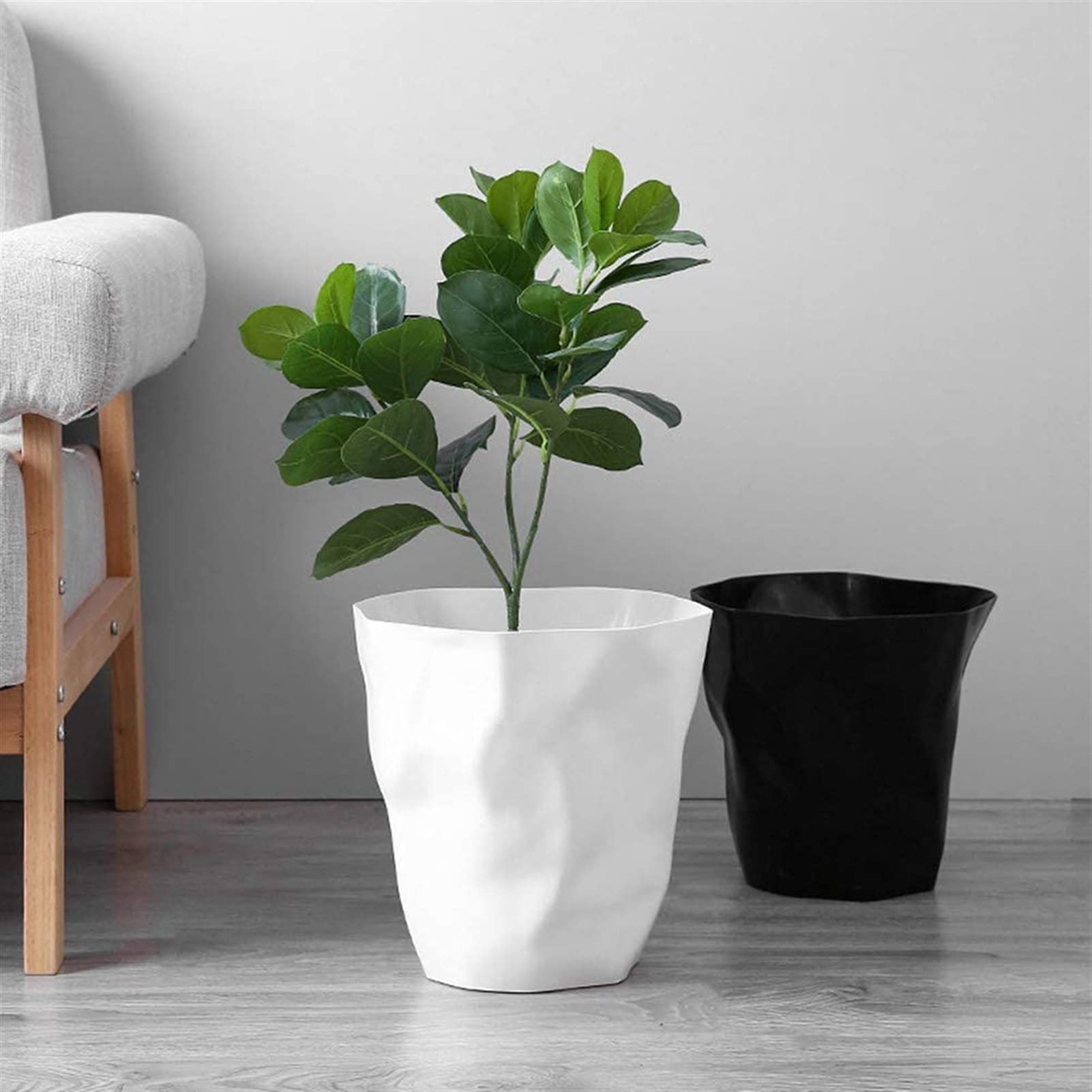 NP Simple Plastic Trash Can - 8L Creative Irregular Waste Basket for Home, Office, Car & Room - Decorative Open Top Garbage Bin (Black) | Perfect for Kitchen, Bathroom, Bedroom & Workspace Organization