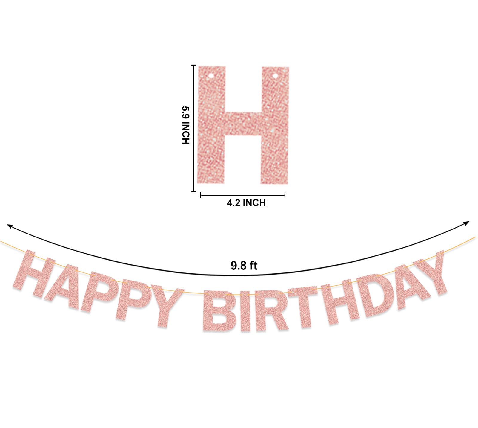 Rose Gold Glitter Happy Birthday Banner - Elegant Birthday Party Decorations for Women & Girls | Perfect for Birthday Parties, Baby Showers & Bridal Showers