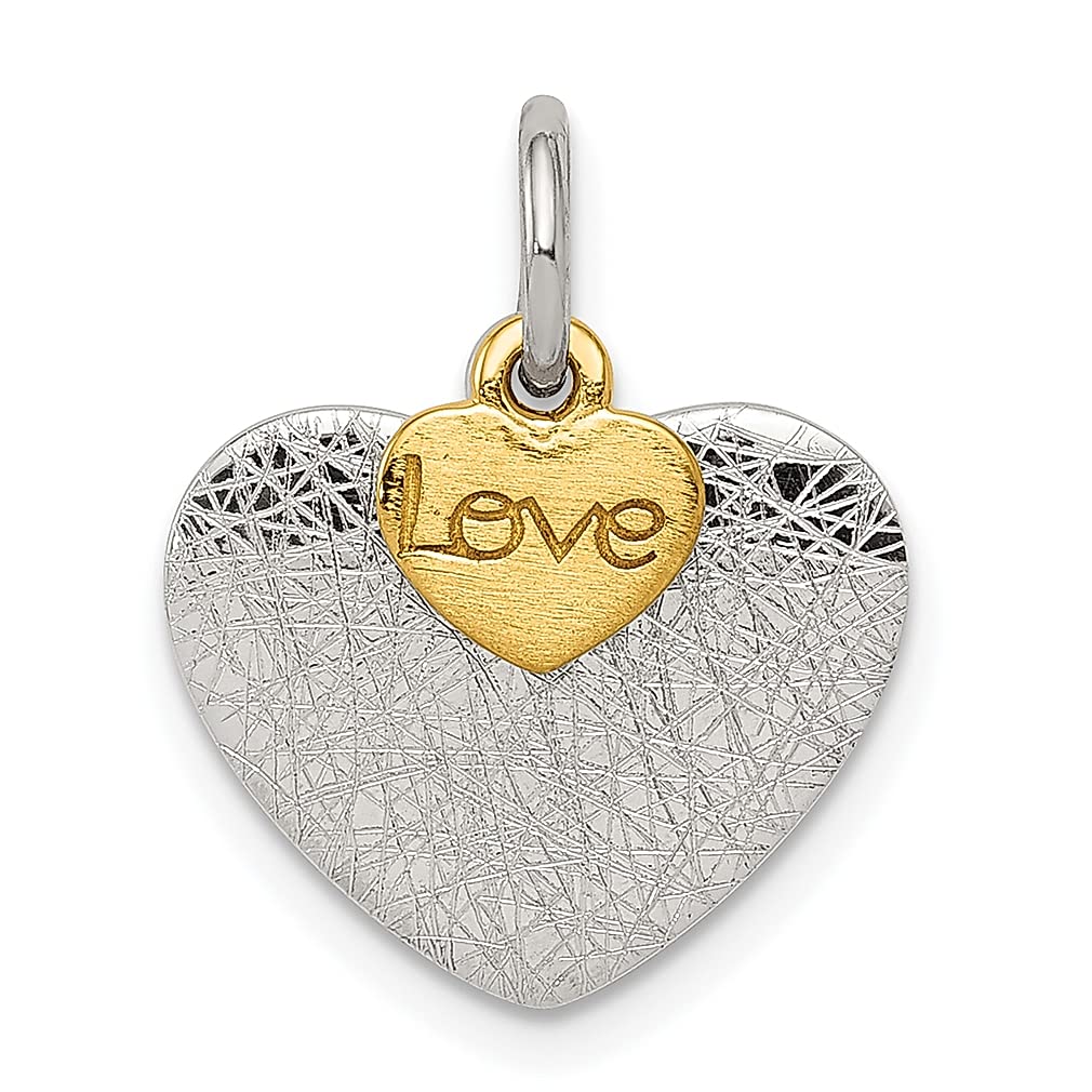925 Sterling Silver Gold Plated Texture Love Charm Pendant Necklace with Engraved Message - Romantic Jewelry Gift for Women, Perfect for Anniversaries, Valentine's Day & Special Occasions