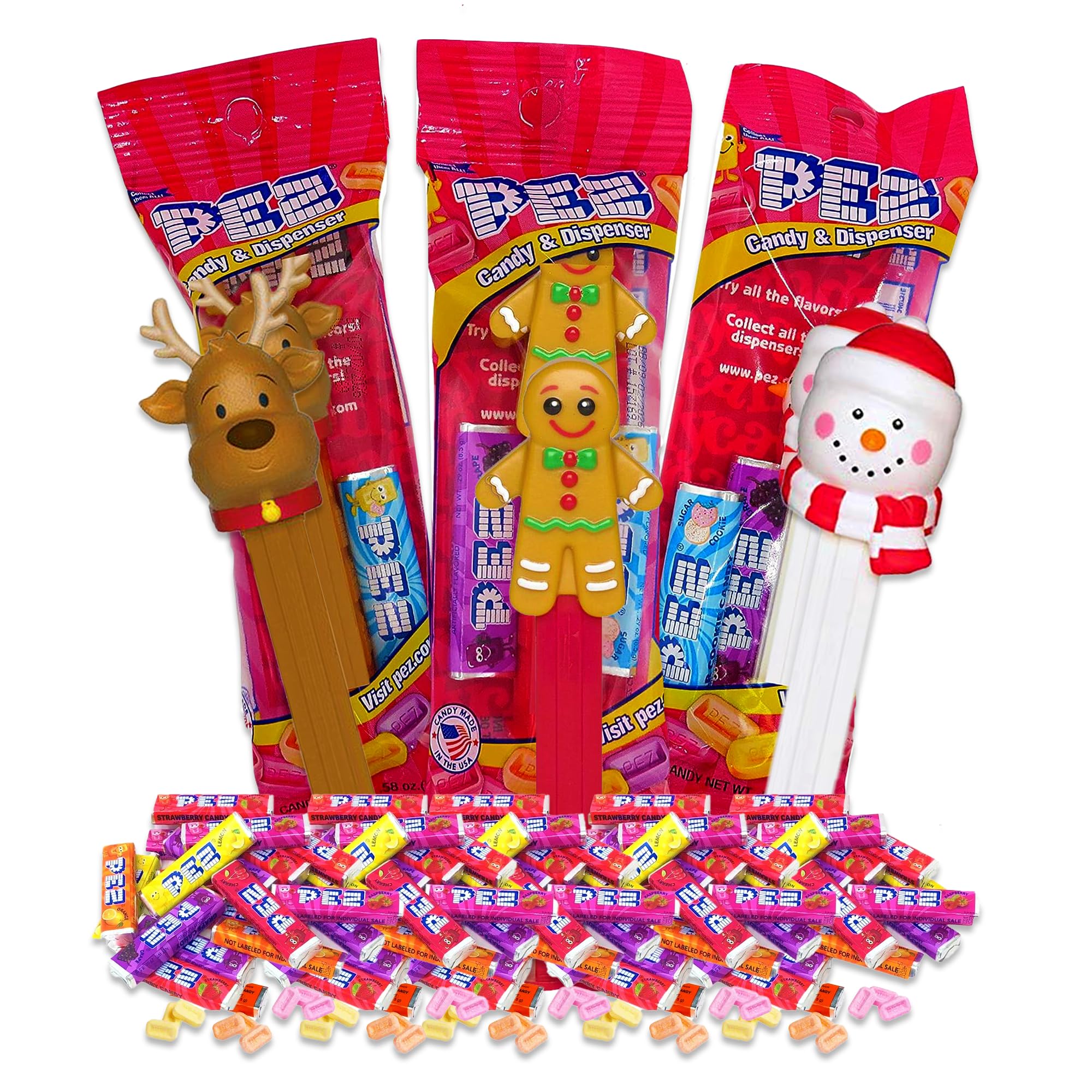 Christmas PEZ Candy Dispenser 3-Pack - Santa, Elf & Holiday Characters | Assorted Xmas Candy Stocking Stuffers | Fun Holiday Party Favors & Gift Exchange Treats
