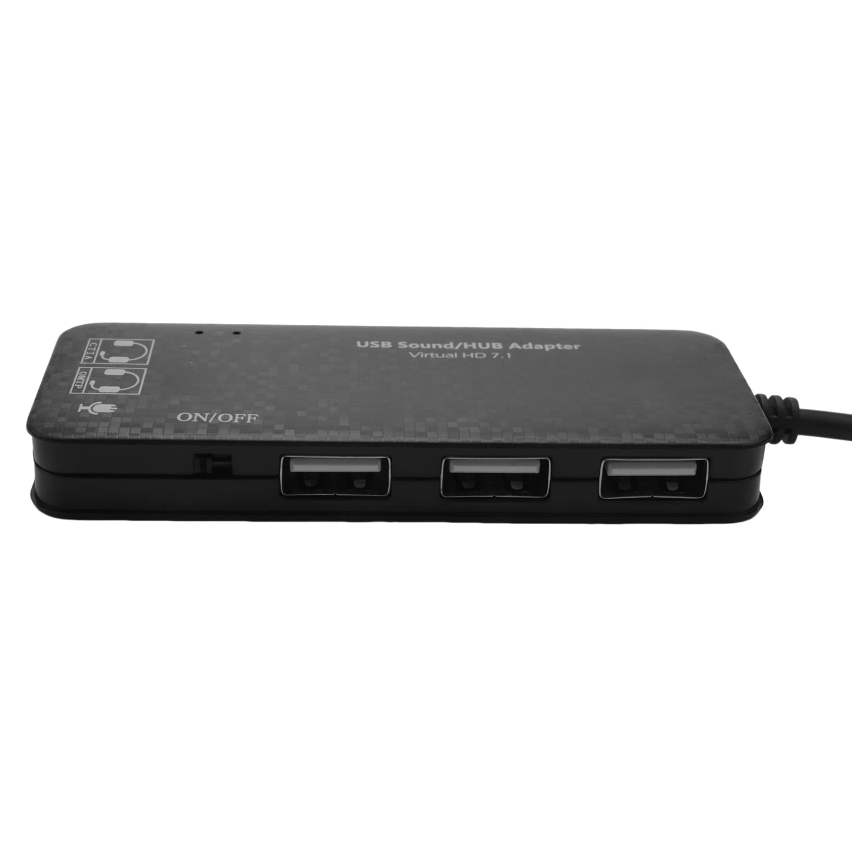 Koanhinn 3-Port USB 2.0 Hub with 7.1 Channel Sound Card & Headset Microphone Adapter for PC - Black | Perfect for Gaming, Streaming & Conference Calls