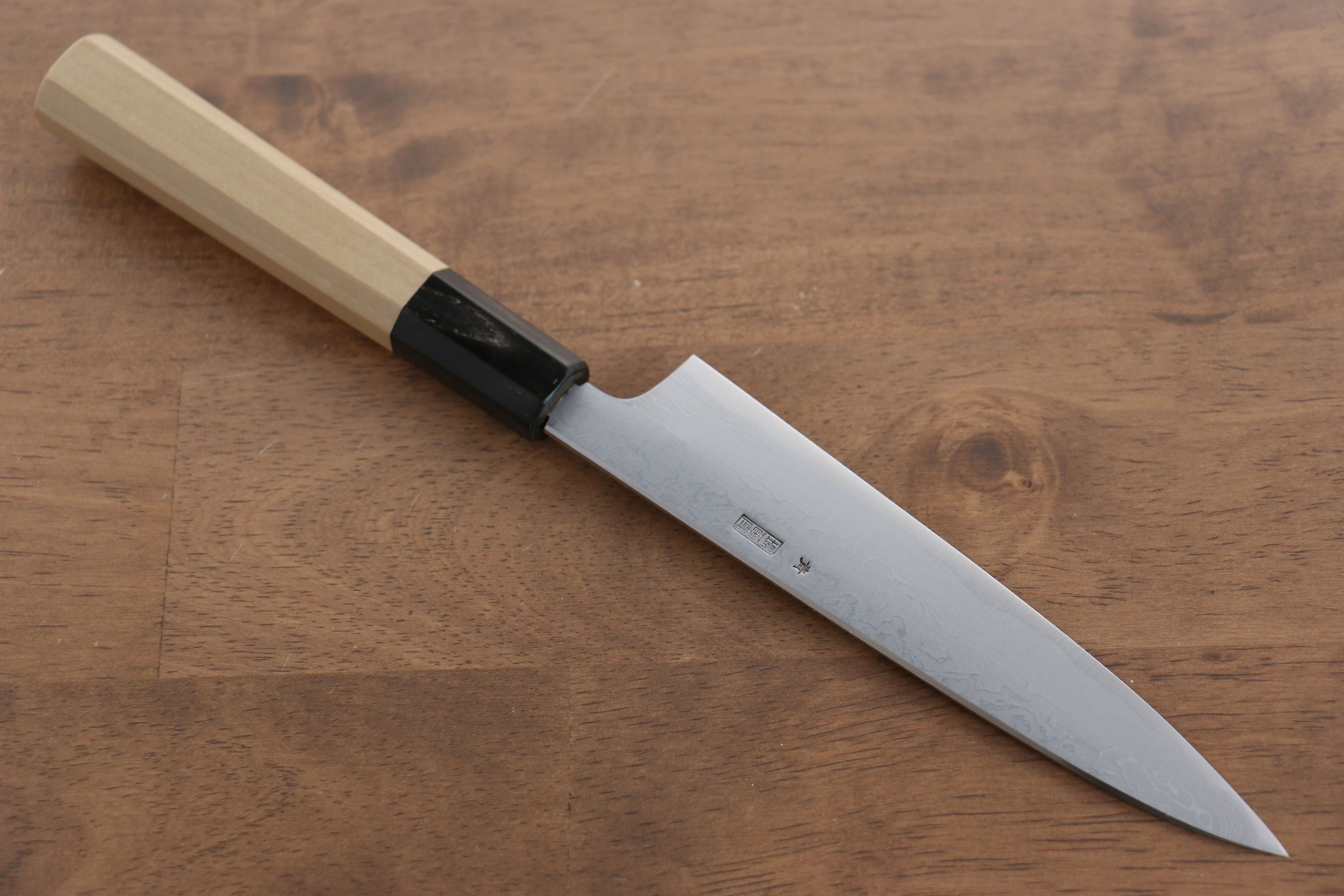 Premium Kikuzuki Blue Steel No.1 Damascus Petty Knife 150mm - Japanese Kitchen Utility Knife with Magnolia Wood Handle - Perfect for Slicing, Dicing & Precision Cutting in Professional & Home Kitchens