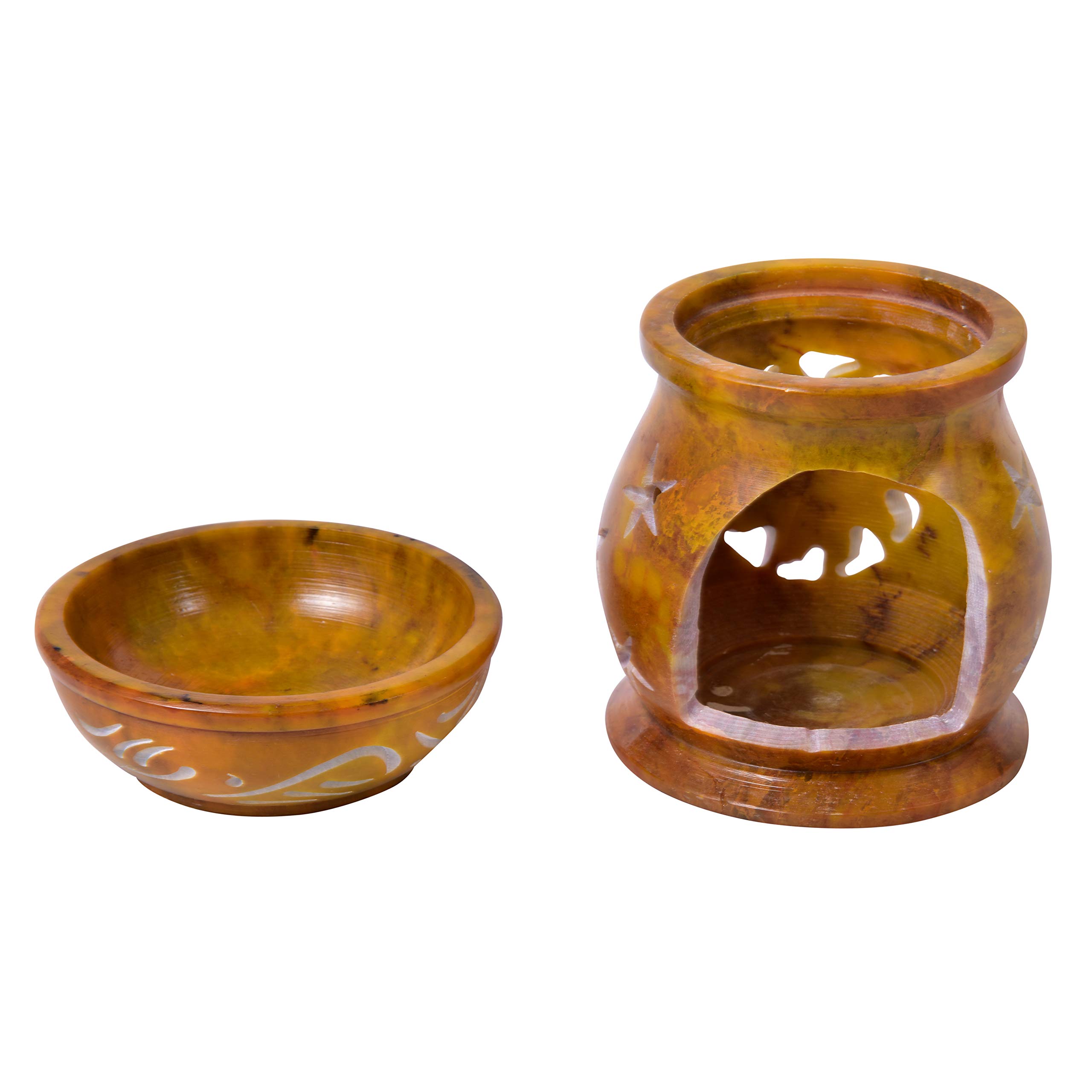 Handmade Carved Tealight Holder - Decorative Resin Incense Burner with Soapstone Motif for Home Decor, Meditation & Romantic Ambiance - Perfect for Living Room, Bedroom, Spa & Yoga Studio