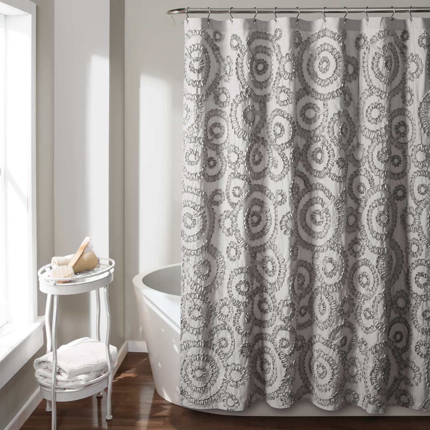 Lush Decor Keila 72x72 Grey Shower Curtain for Bathroom Decor