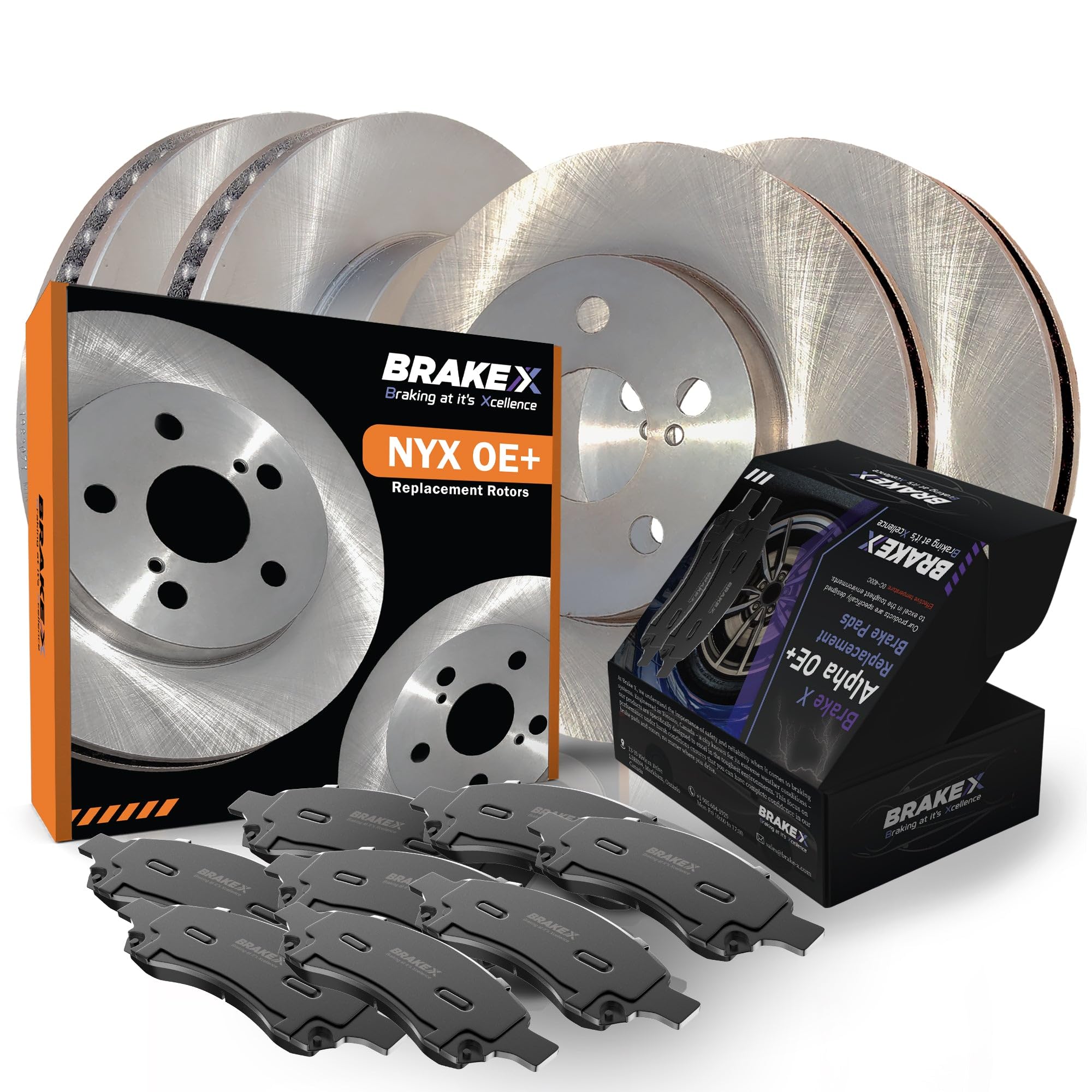 High-Performance Front & Rear Brake Pads and Rotors Kit for 2003-2009 Hummer H2 | NYX OE+ Rotors & Alpha Ceramic Brake Pads | Smooth Stopping Power for Off-Road & Daily Driving
