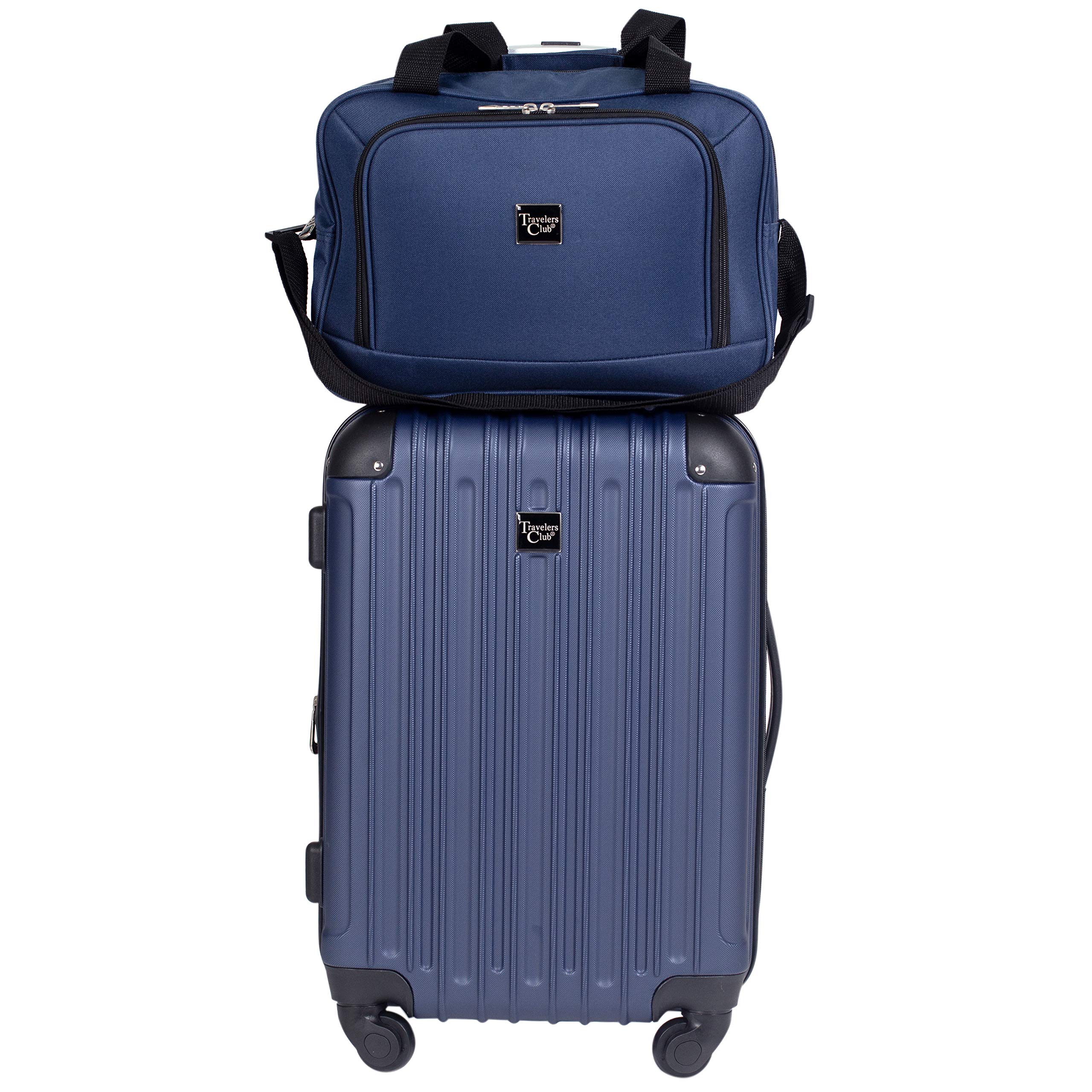 Travelers Club Midtown Hardside Luggage 4-Piece Set - Navy Blue Spinner Suitcase for Air Travel, Family Vacations & Business Trips | Durable Lightweight Carry-On & Checked Bags
