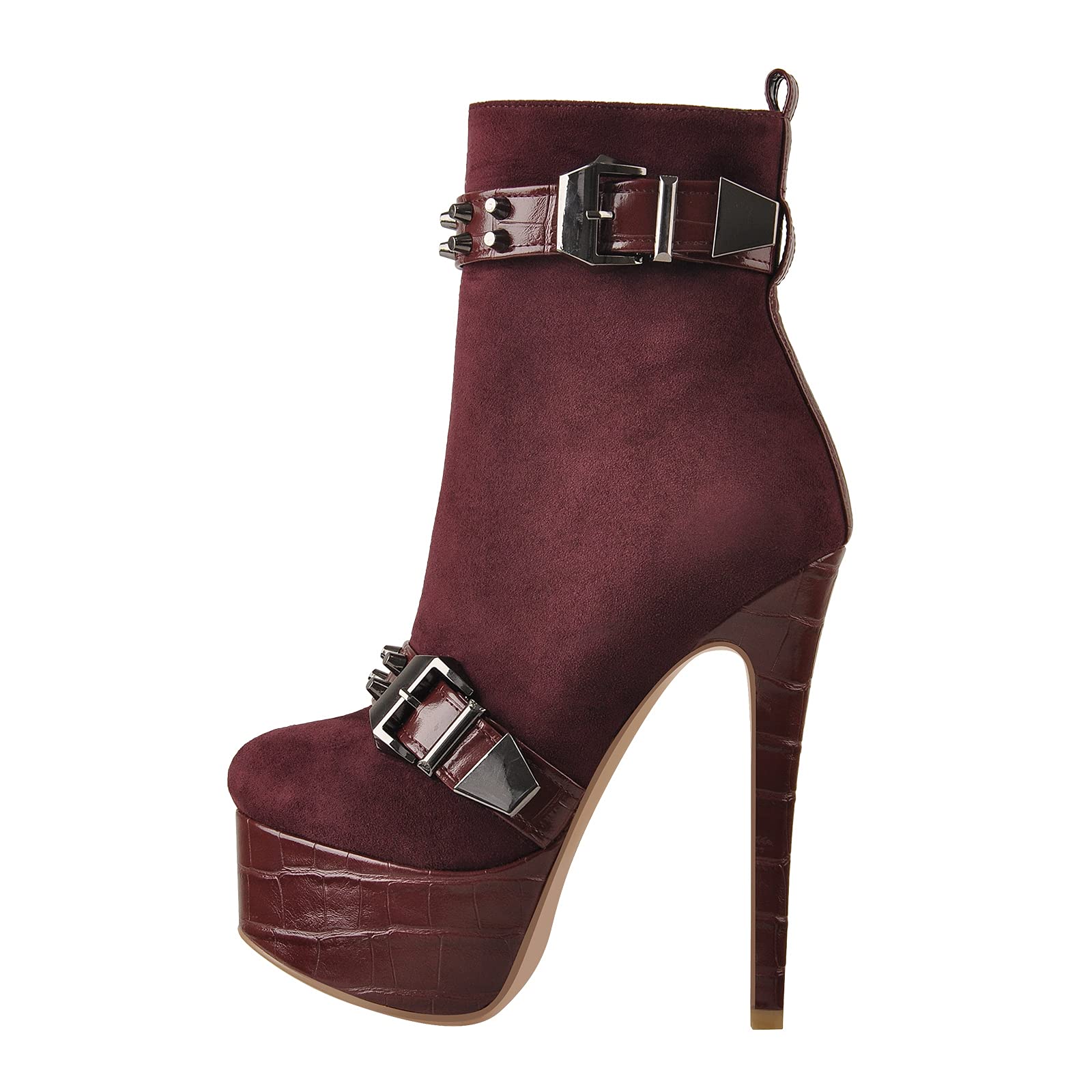 VERISSON Women's Stiletto High Heel Ankle Boots - Chunky Platform Winter Booties for Women, Fashionable Pointed Toe Shoes for Party, Night Out & Office Wear