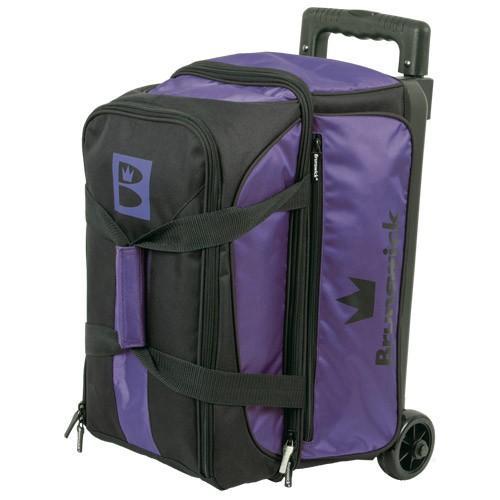 Brunswick Blitz Double Roller Purple Bowling Bag - Durable 2-Ball Rolling Bowling Bag with Wheels for Men & Women - Perfect for League Play, Tournaments & Practice Sessions