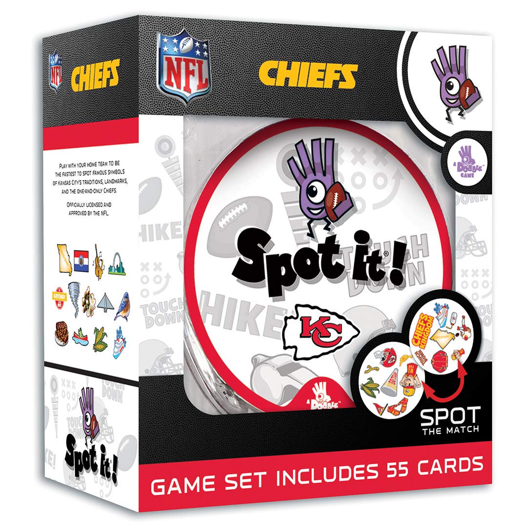 NFL Kansas City Chiefs Spot It Game for Kids, Adults & Family - Fun Football Party & Tailgating Game for Game Day, Family Gatherings & Football Fans
