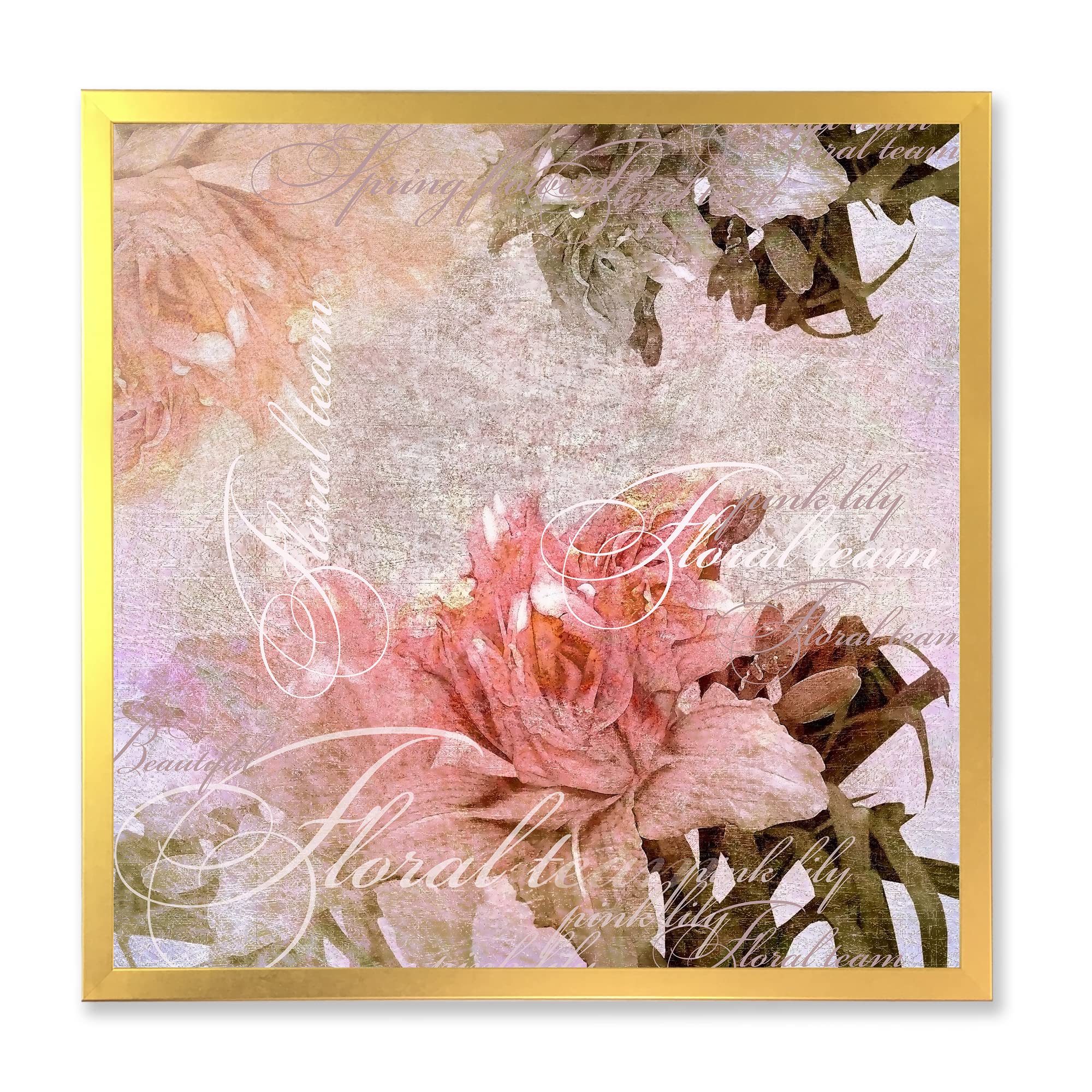 Vintage Floral Framed Wall Art - Pastel Color Traditional Home Decor for Living Room, Bedroom & Office