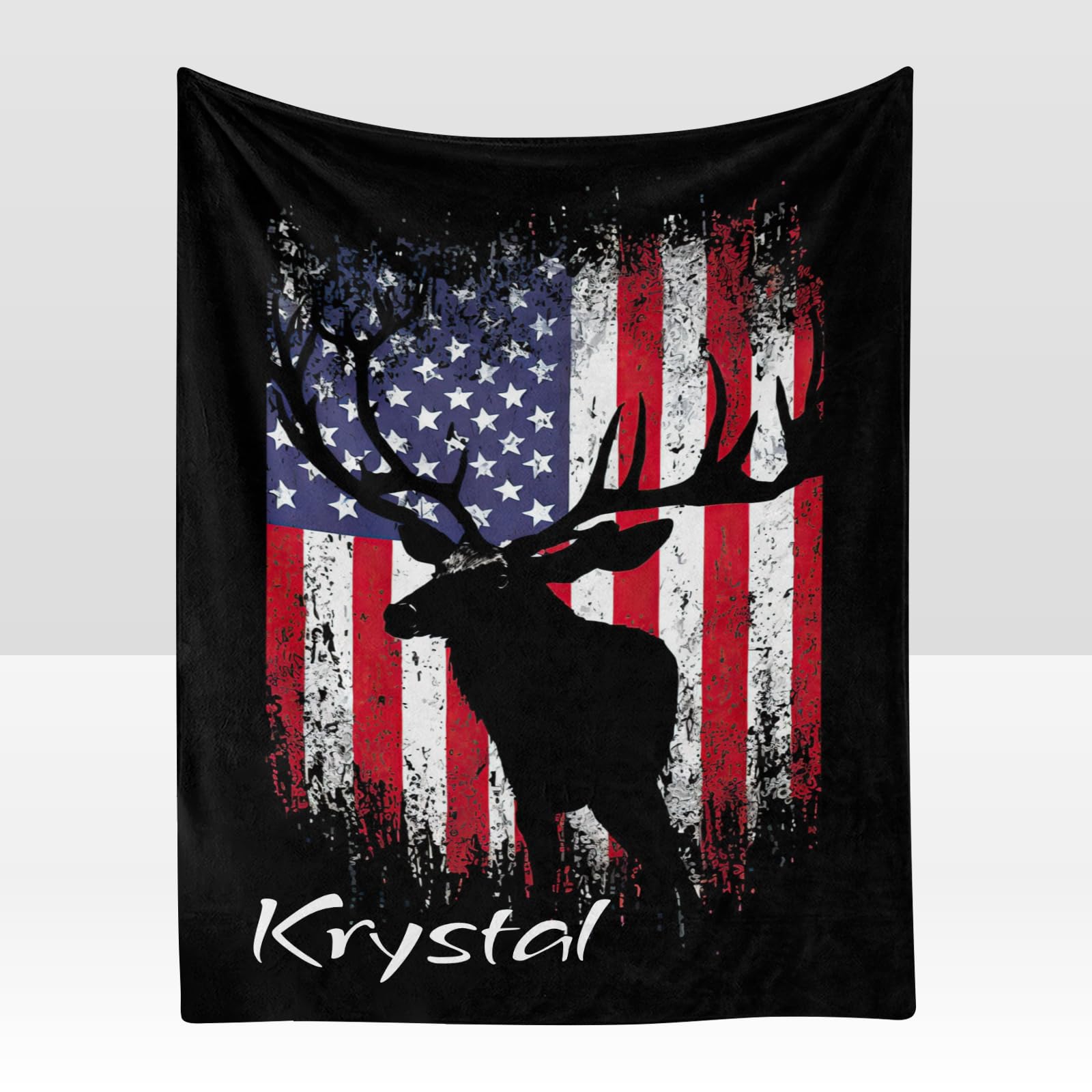 Custom Personalized Deer Flag Baby Blanket with Name - 30