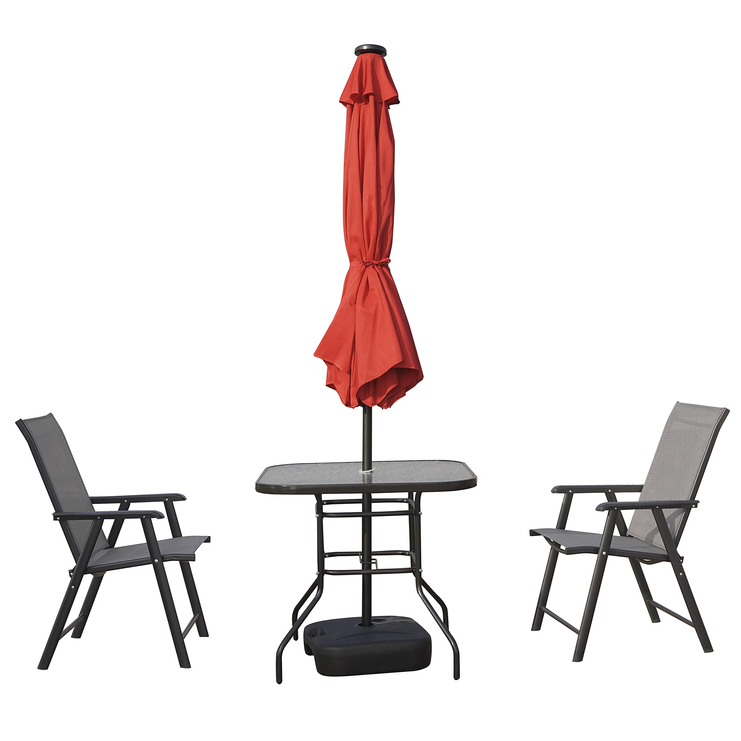 LeisureMod Sierra 9-Foot Outdoor Patio Umbrella with Crank & Tilt Mechanism, Solar LED Lights - Perfect for Backyard, Poolside, and Garden Relaxation