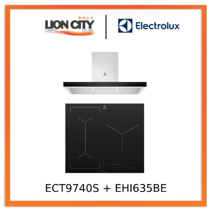 Electrolux ECT9740S 90cm UltimateTaste 500 Stainless Steel Chimney Cooker Hood & EHI635BE 60cm UltimateTaste 700 3-Zone Induction Cooktop Set - Premium Kitchen Appliances for Modern Home Cooking