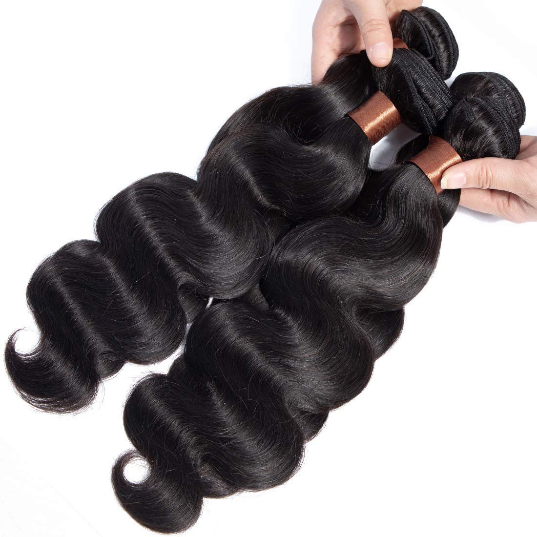 Brazilian Virgin Human Hair 3 Bundles - Body Wave Weave Bundles Extensions (16/18/20 Inch) - 100% Natural Black Double Weft Hair for Women - Perfect for Daily Styling, Parties & Special Occasions