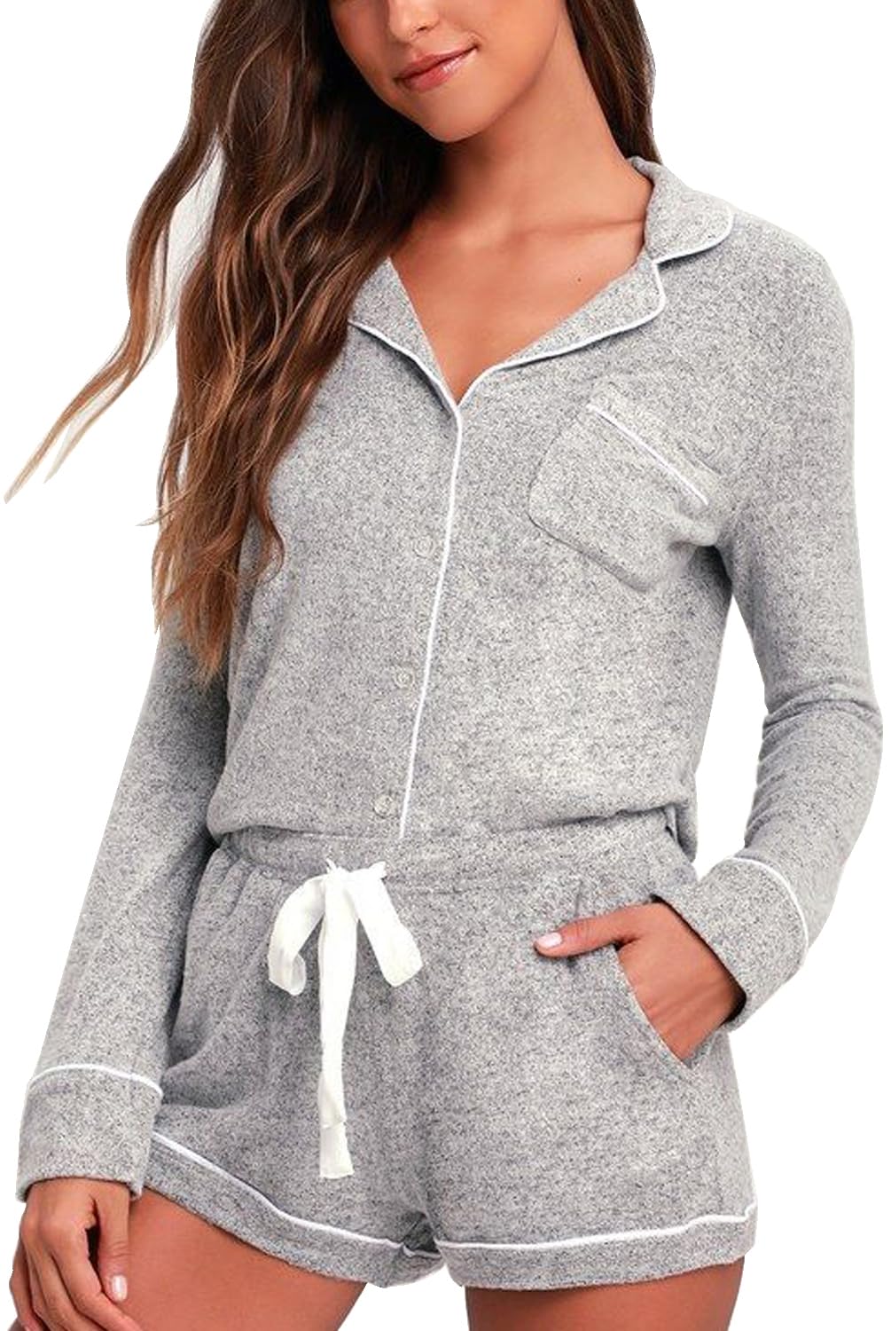Aamikast Women's Button Down Pajama Set - Soft Long Sleeve 2-Piece Sleepwear & Lounge Outfit for Cozy Nights, Relaxing at Home, and Comfortable Sleep