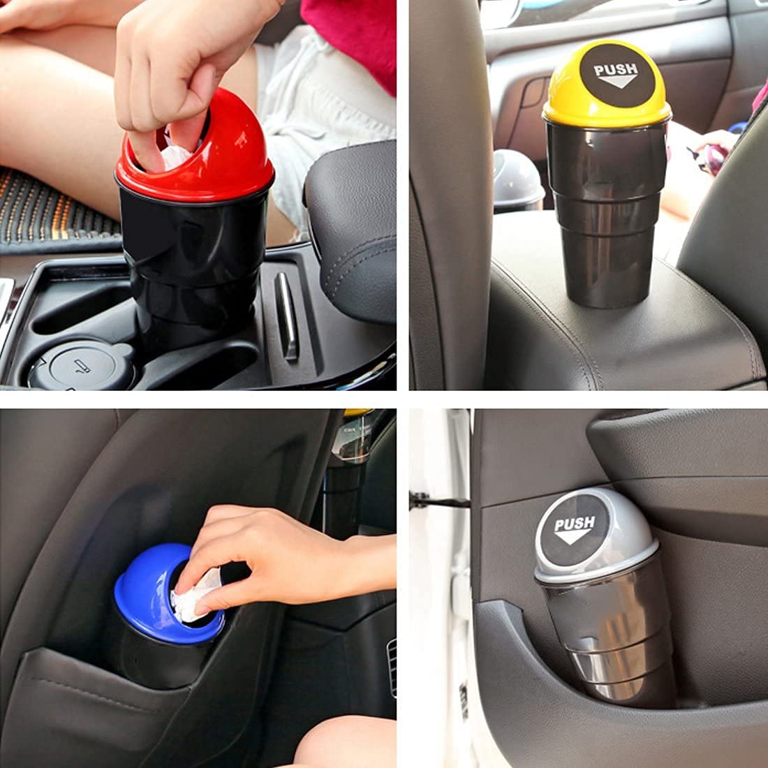 Mini Car Trash Can with Lid - Leakproof Auto Garbage Bin for Vehicle Cup Holder | Portable Small Trash Can for Car, Home, Office, Kitchen, Bedroom & Travel | Perfect for Road Trips, Commuting & Daily Use (Black)