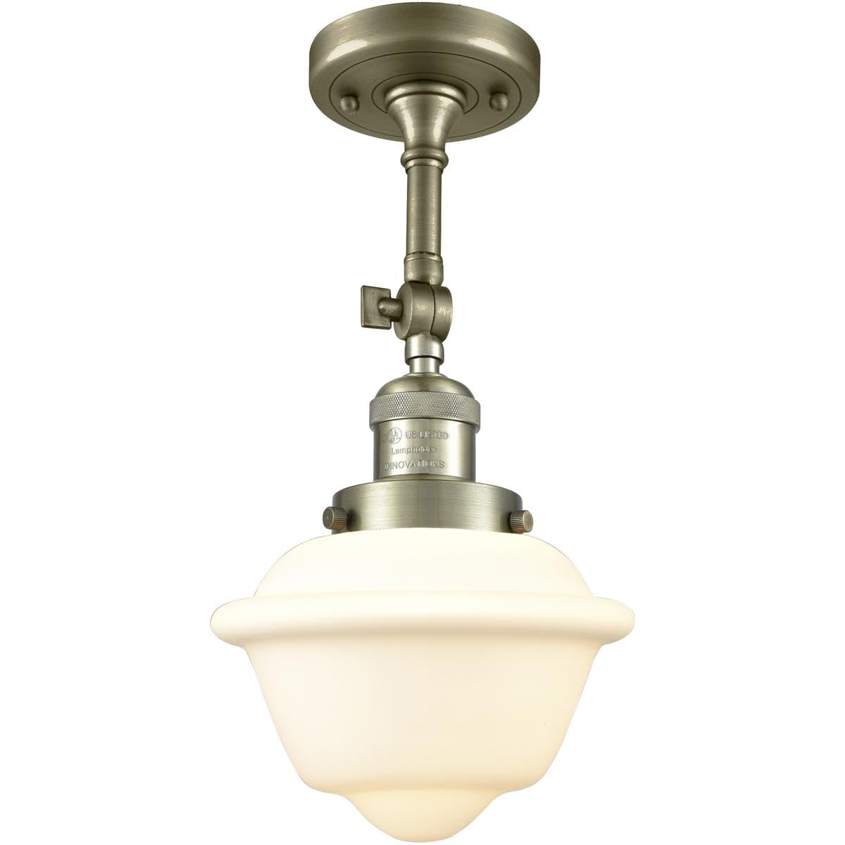 Innovations 201F-AB-G531-LED Semi-Flush Mount Ceiling Light Fixture - Antique Brass Finish, Energy Efficient LED Lighting for Bedroom, Hallway, or Entryway