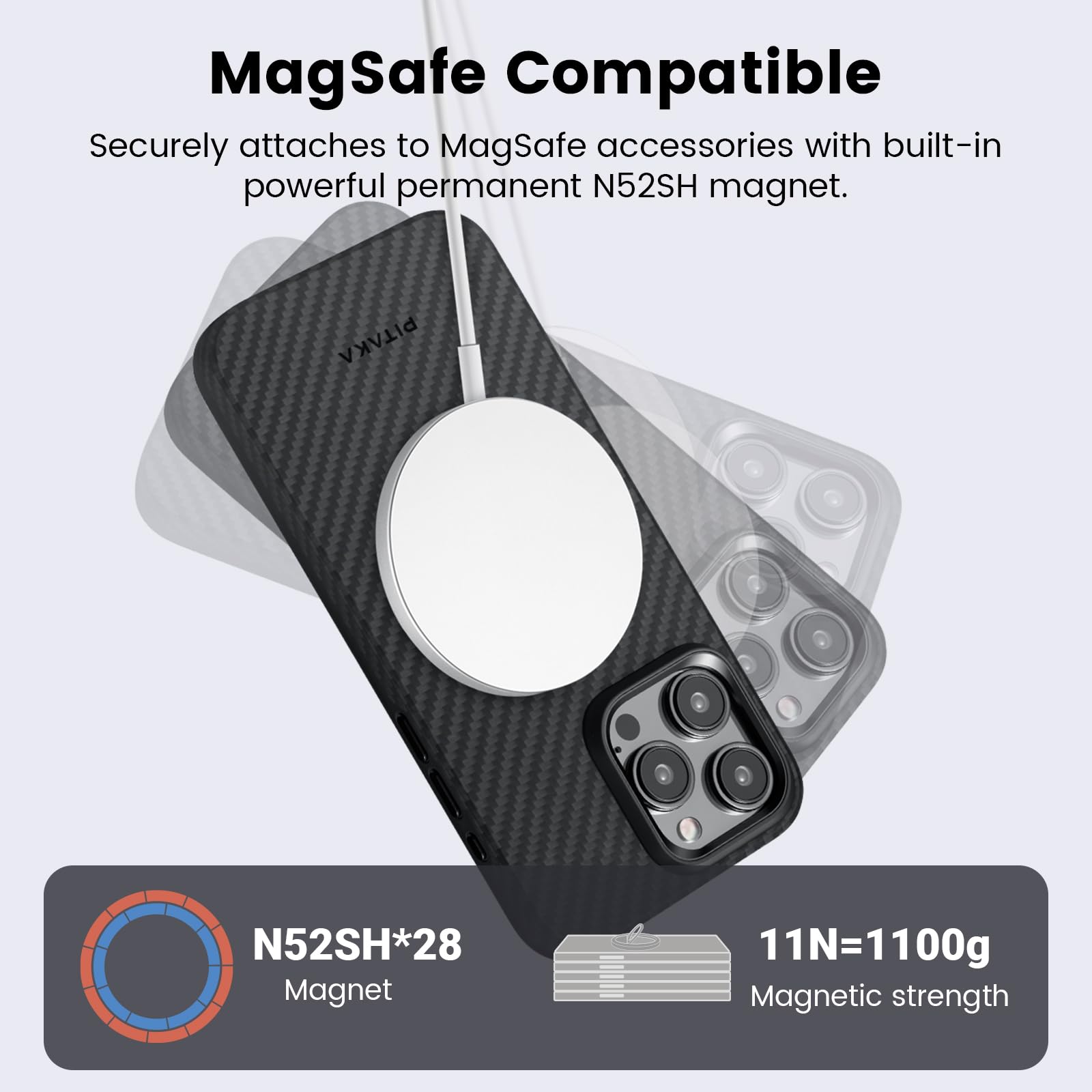 PITAKA MagEZ Case Pro 4 for iPhone 15 Pro (6.1 Inch) - Military Grade Shockproof Magnetic Phone Case with 1500D Aramid Fiber - Black/Grey (Twill) - Perfect for Outdoor Adventures, Daily Protection & Wireless Charging