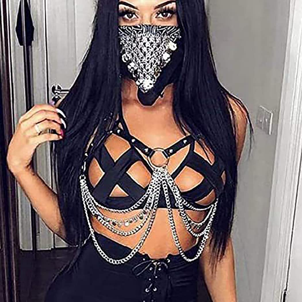 Punk Leather Chain Tassel Body Chain Bikini Harness - Stylish Waist Chain Body Jewelry for Women & Girls - Perfect for Music Festivals, Rave Parties and Gothic Fashion