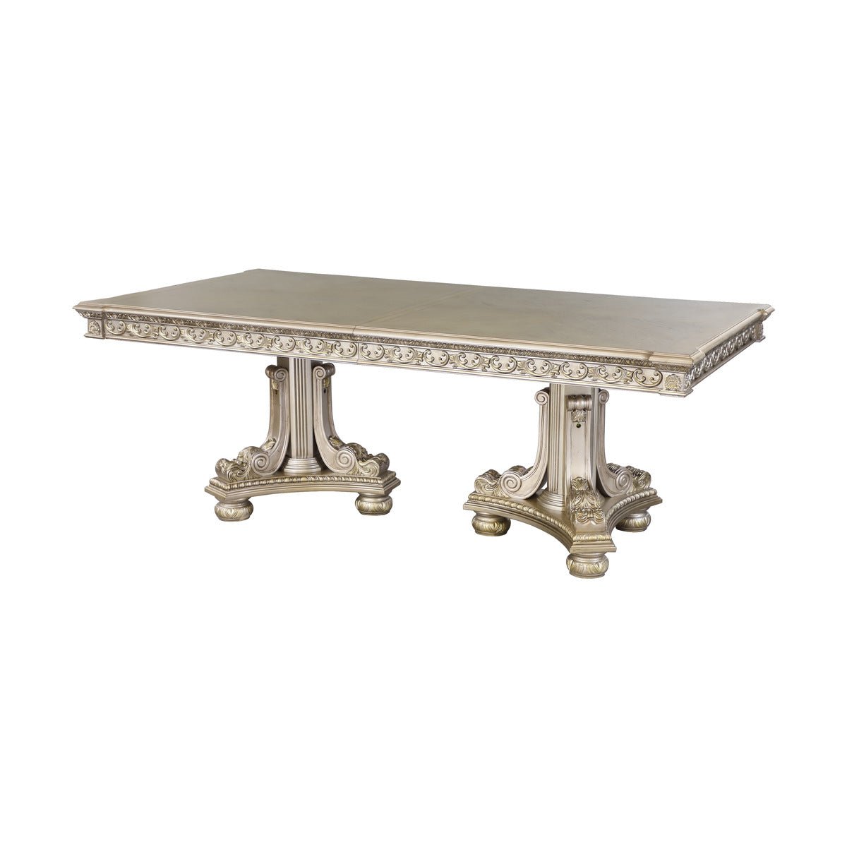 Luxury Catalonia Platinum Gold Dining Table Set - Elegant Modern Design for Formal Dining Room & Entertaining Guests