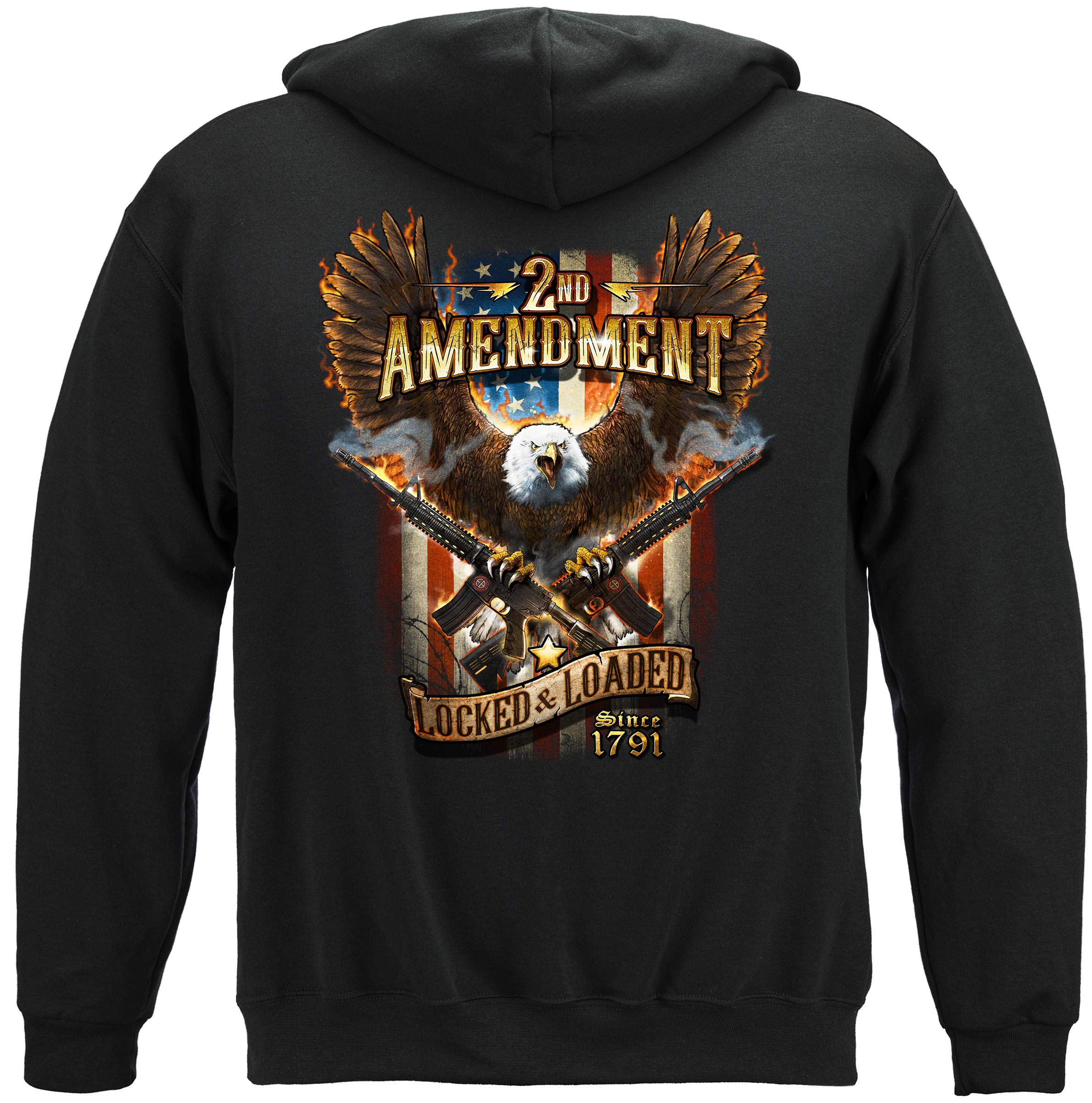 Erazor Bits 2nd Amendment Attack Eagle Double AR15 Hooded Sweatshirt - Black | Patriotic Gun Rights Apparel for Shooting Range & Outdoor Activities