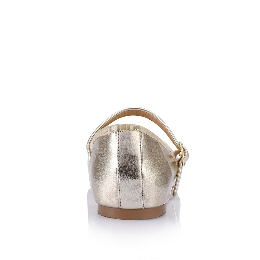 Bambi Mary Jane Flats for Women - Champagne Smooth Leather Ballet Shoes - Perfect for Work, Weddings & Casual Outfits