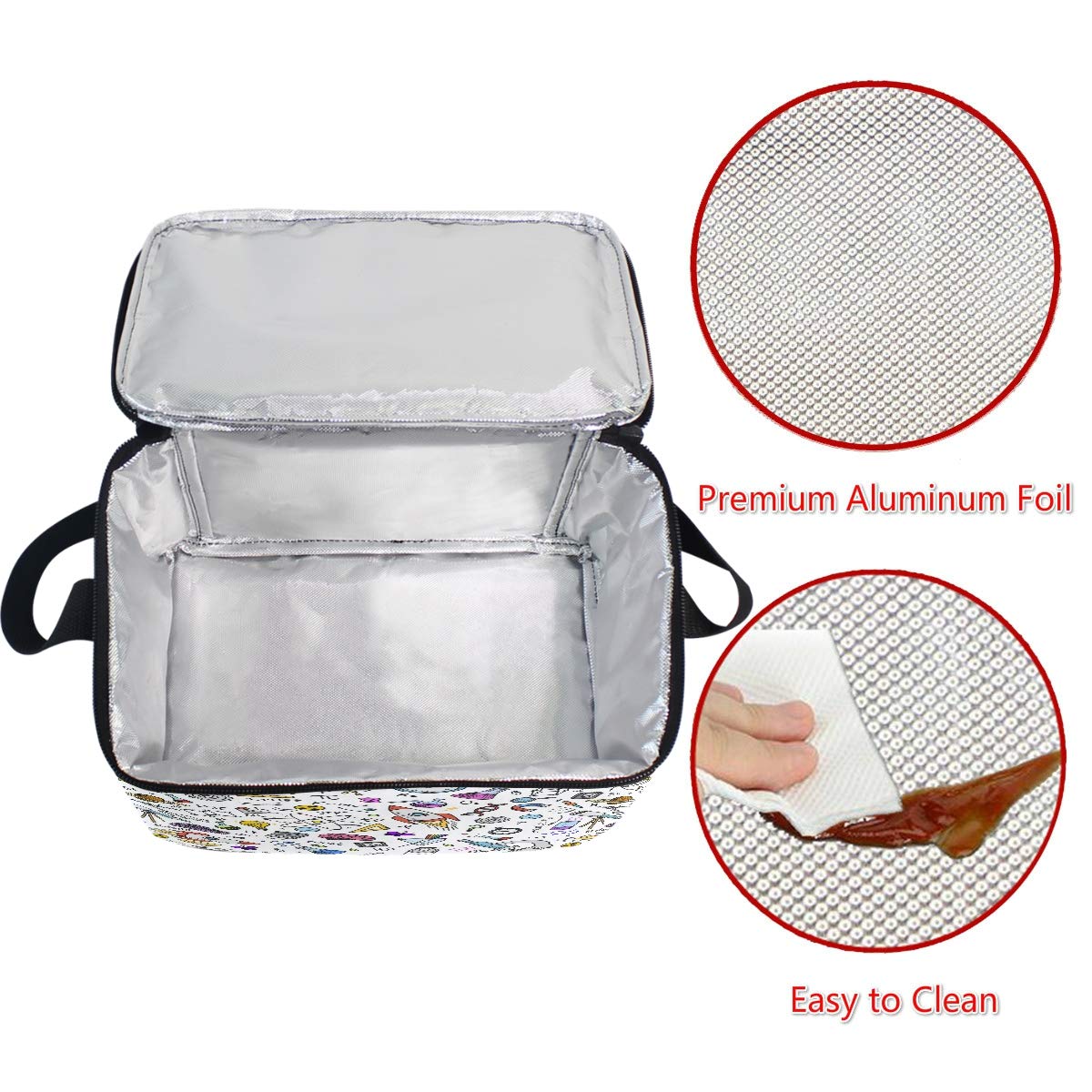 ALAZA Insulated Lunch Bag for Physics, Math & Science - Reusable Cooler Tote with Shoulder Strap for Men, Women & Kids - Perfect for School, Work, Outdoor Travel & Picnics
