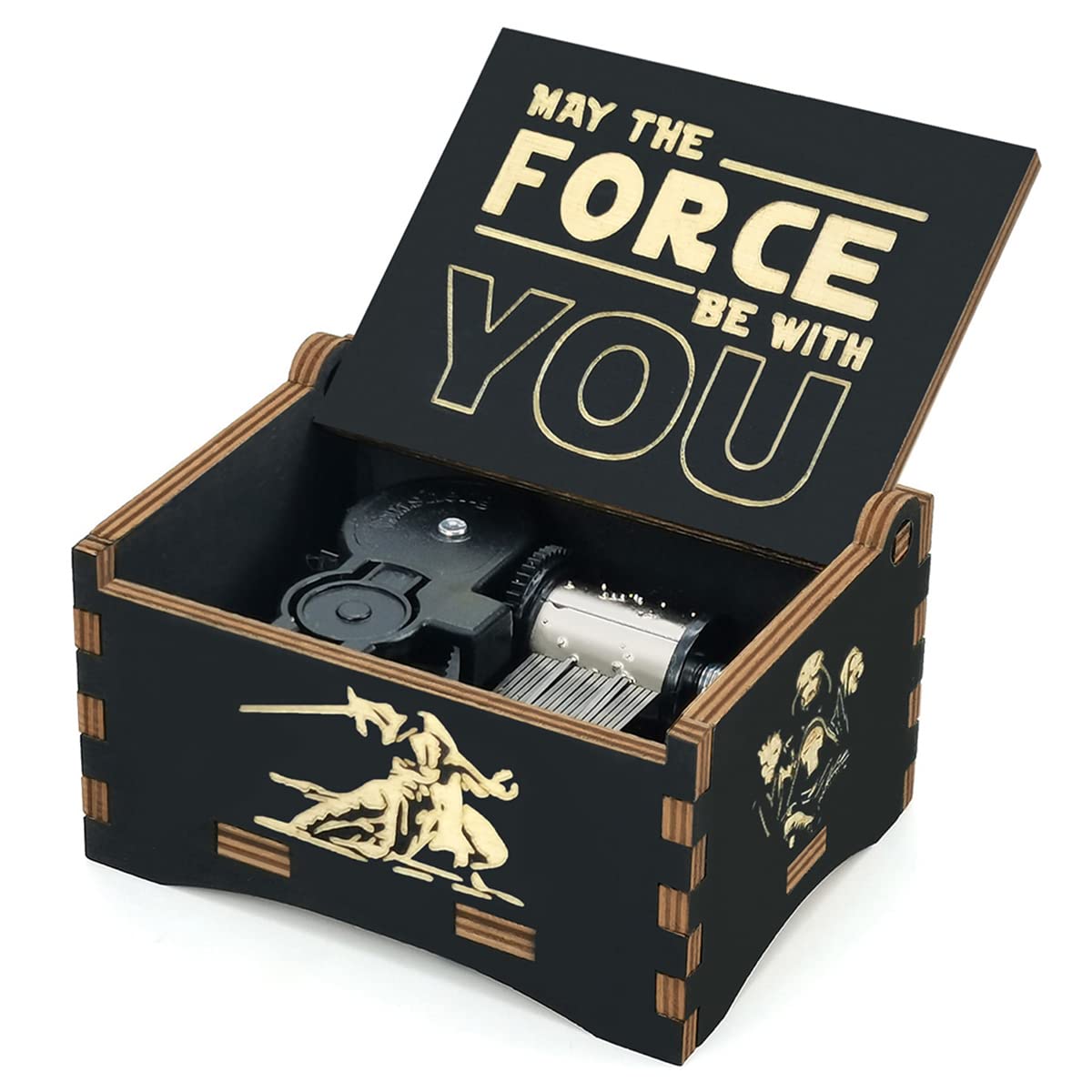 Star Wars Music Box - 18 Note Antique Carved Wooden Musical Gift Box with Classic Theme Song (Black) | Perfect for Collectors, Birthday Gifts & Home Decor