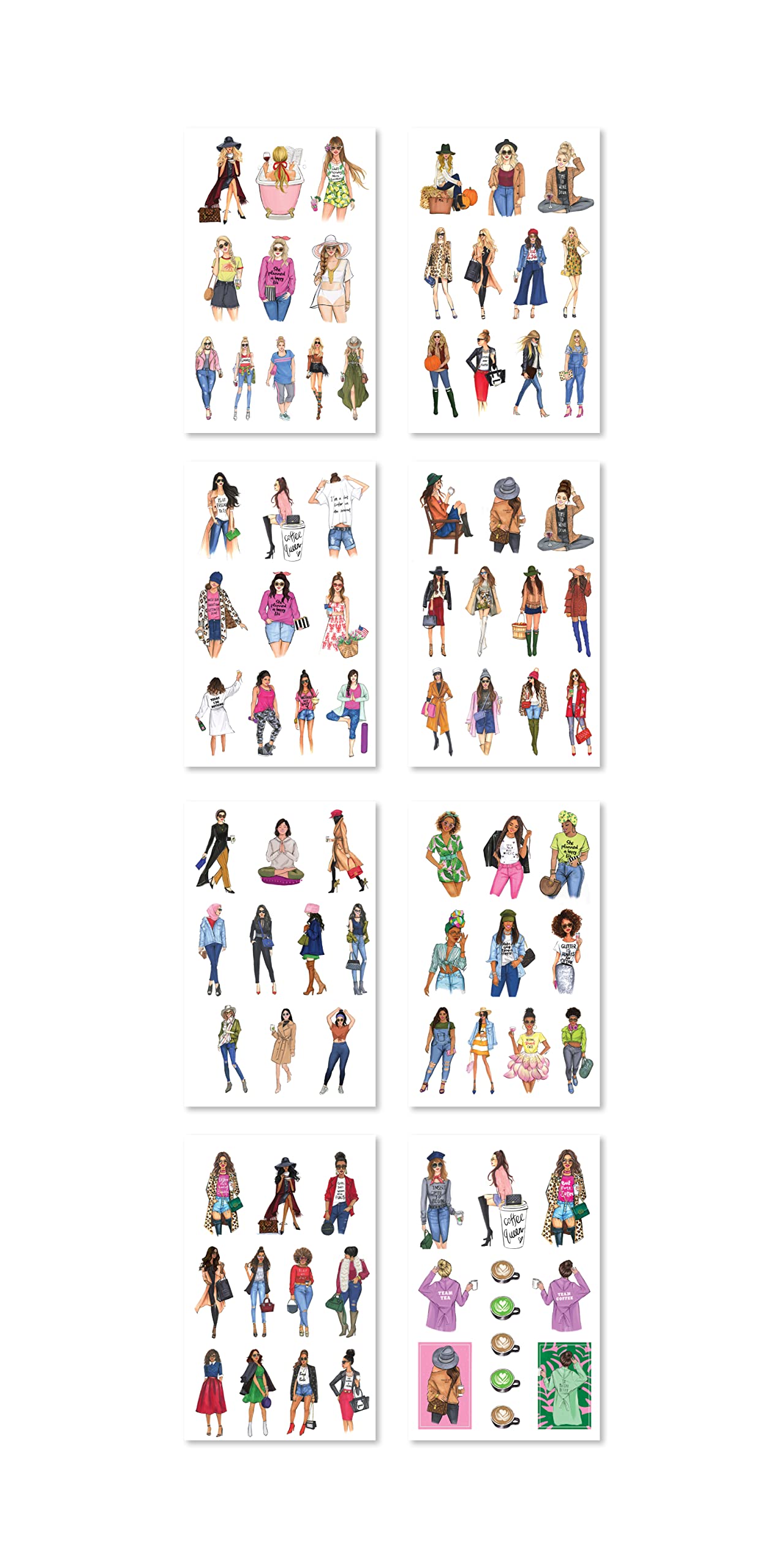 Premium Hand-Drawn Doll Planner Stickers Book - 15-Page Scrapbook Accessories for Journals, Calendars & DIY Projects | Cute Stationery for Girls, Bullet Journaling & School Organization