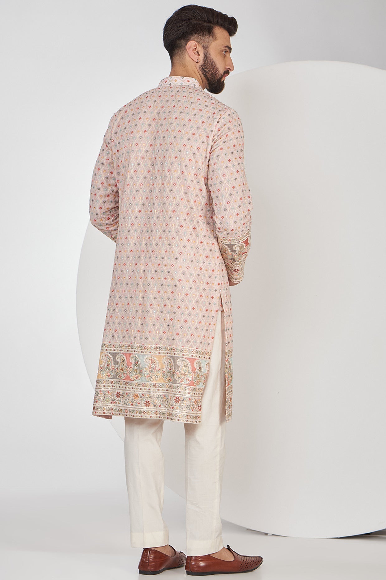 Elegant Pink Chikankari Kurta with Intricate Multi-Thread Embroidery - Perfect for Festivals, Weddings & Ethnic Fashion