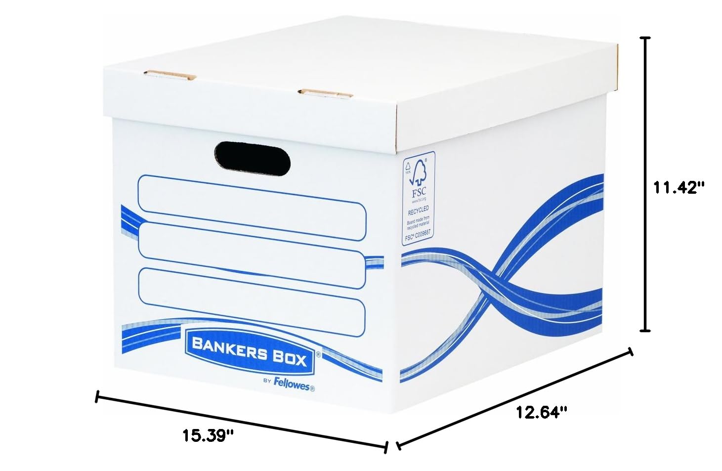 Bankers Box 10-Pack Standard Cardboard Storage Boxes with Lids - 29x32.1x39.1cm (HxWxD) - Durable File Storage for Office, Home Organization & Moving Supplies