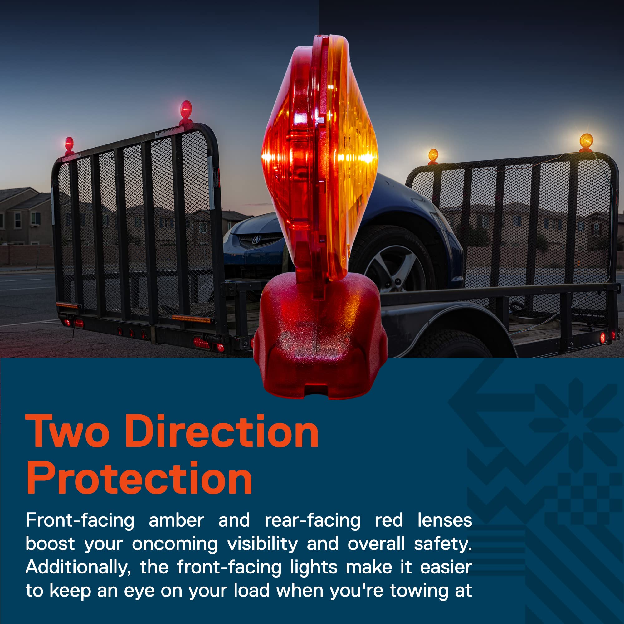True MODS 20-Inch Magnetic Red/Amber LED Trailer Tail Light Kit - DOT FMVSS-108 & SAE STIP Certified, IP67 Waterproof, 55lb Strong Magnet - Turn Signal, Brake & Parking Lights for Trucks, RVs, Boats, Cars & Bike Trailers - Perfect for Night Towing & Off-Road Adventures