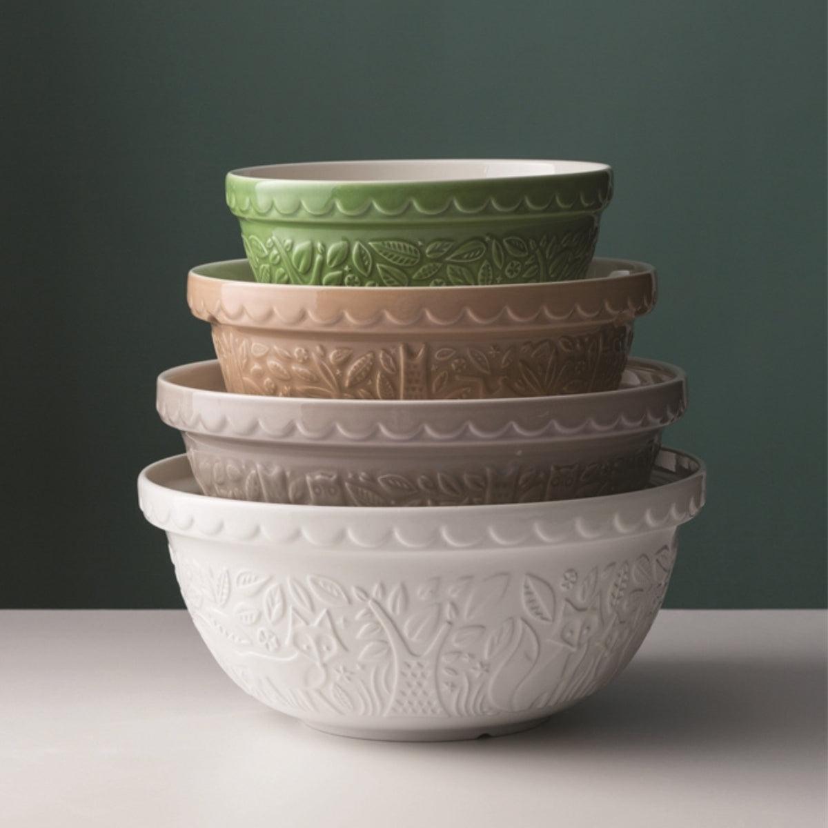 Mason Cash Mixing Bowl Set - In The Forest Design, Ceramic Mixing Bowls for Baking, Cooking & Serving - Perfect for Home Kitchen, Holiday Baking & Gift Giving