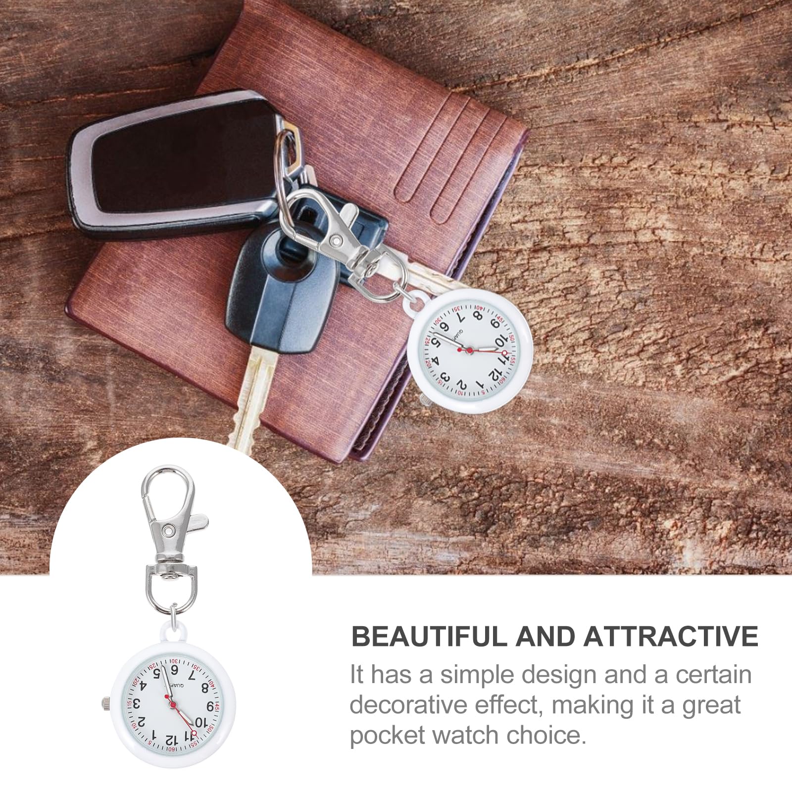 Balacoo Clip On Pocket Watch for Nurses & Doctors - Digital Hanging Badge Watch for Women & Men, Portable Fob Watch with Clip (White) - Perfect for Medical Professionals, Healthcare Workers & Students
