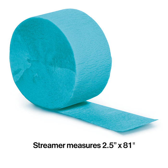 12-Piece Bulk Bermuda Blue Crepe Streamer Roll - 81 Feet Long Party Decorations for Birthdays, Weddings & Celebrations