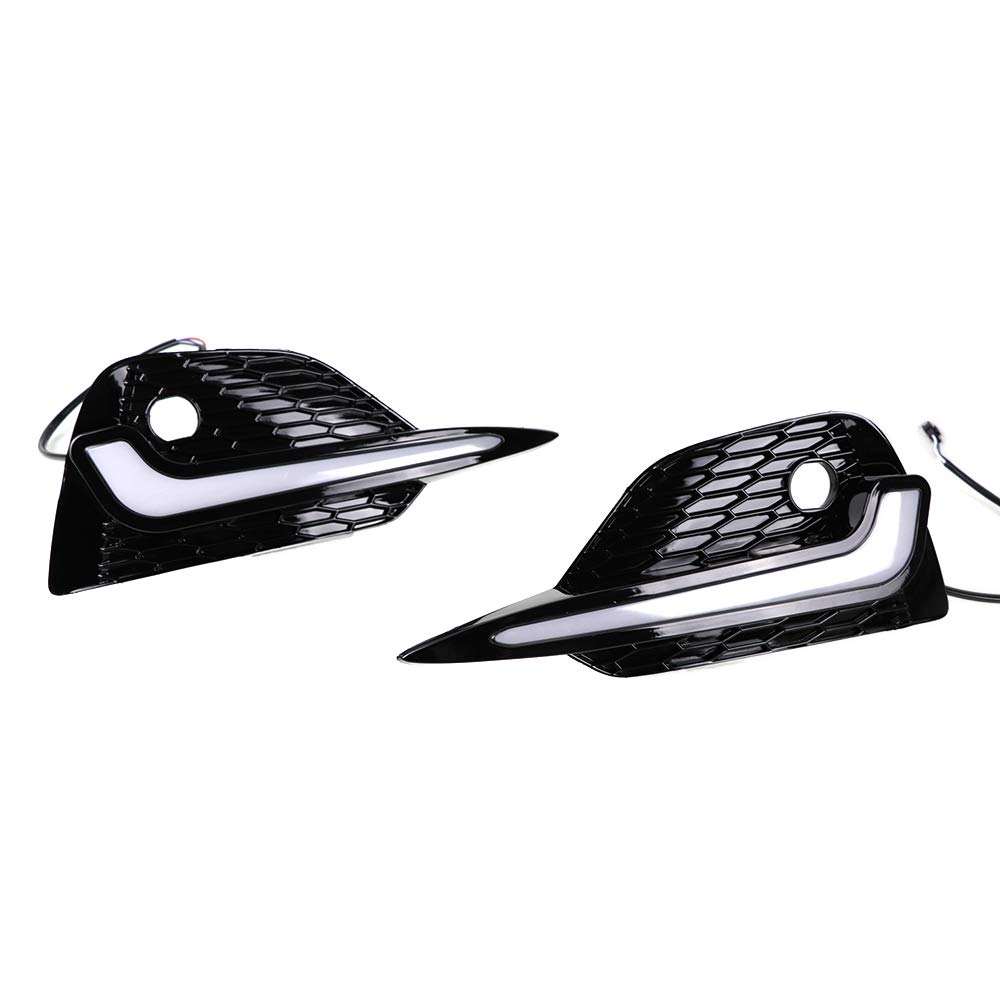 3 Color LED DRL Daytime Running Lights with Dynamic Sequential Turn Signal for Nissan Rogue Sport 2020-2022 & Qashqai 2017-2022 - Front Fog Lamp Bezel Replacement - Perfect for Night Driving and Enhanced Visibility