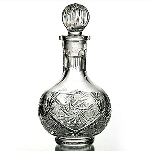 Premium Russian Cut Crystal Vodka Set - 12 Oz Carafe Decanter & 6 Vintage Crystal Shot Glasses for Home Bar, Parties & Gifts