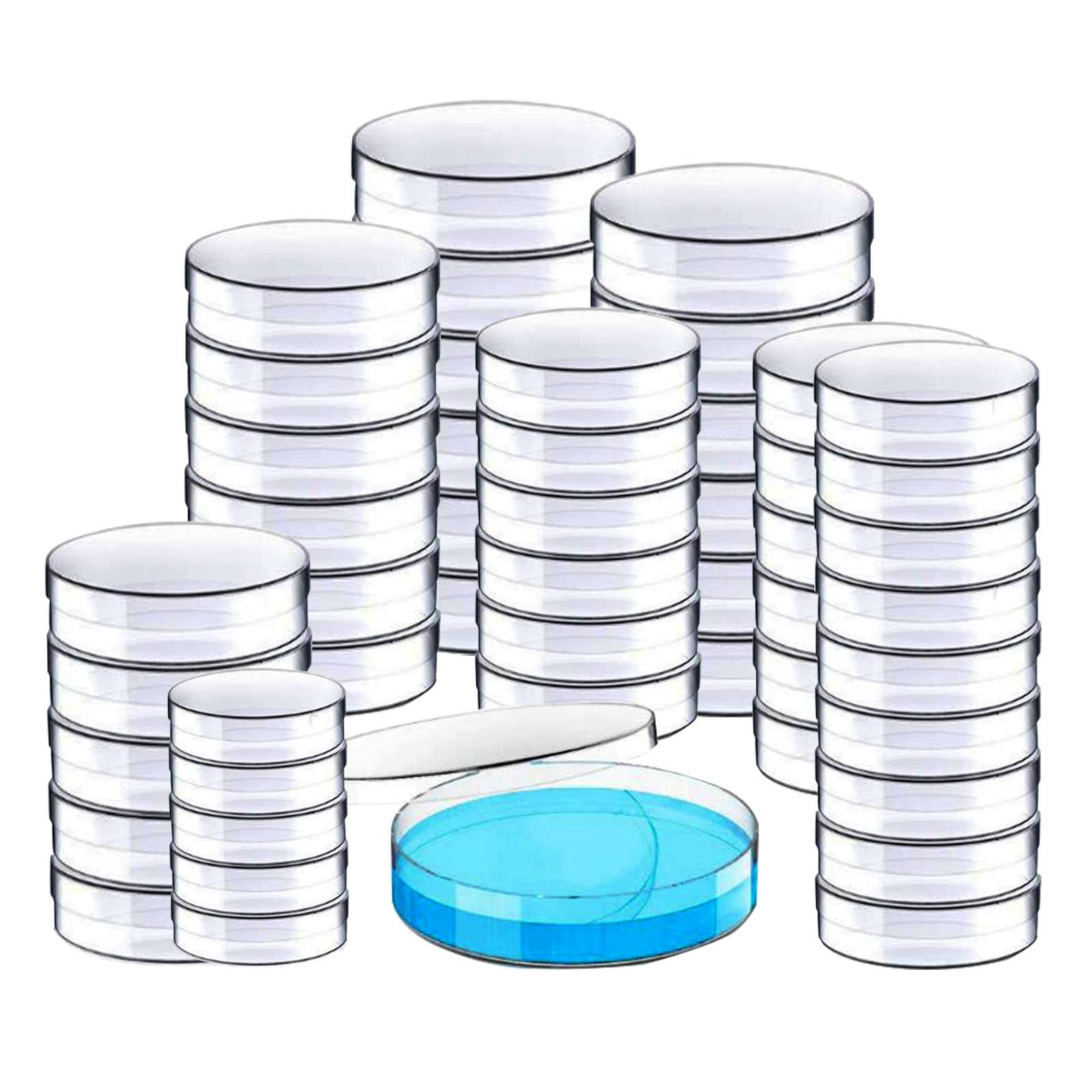 50PCS 55MM Disposable Plastic Petri Dishes with Lids - Sterile Lab Petri Plates for Microbiology, Cell Culture, Science Experiments - Perfect for School Projects, Home Labs & STEM Education