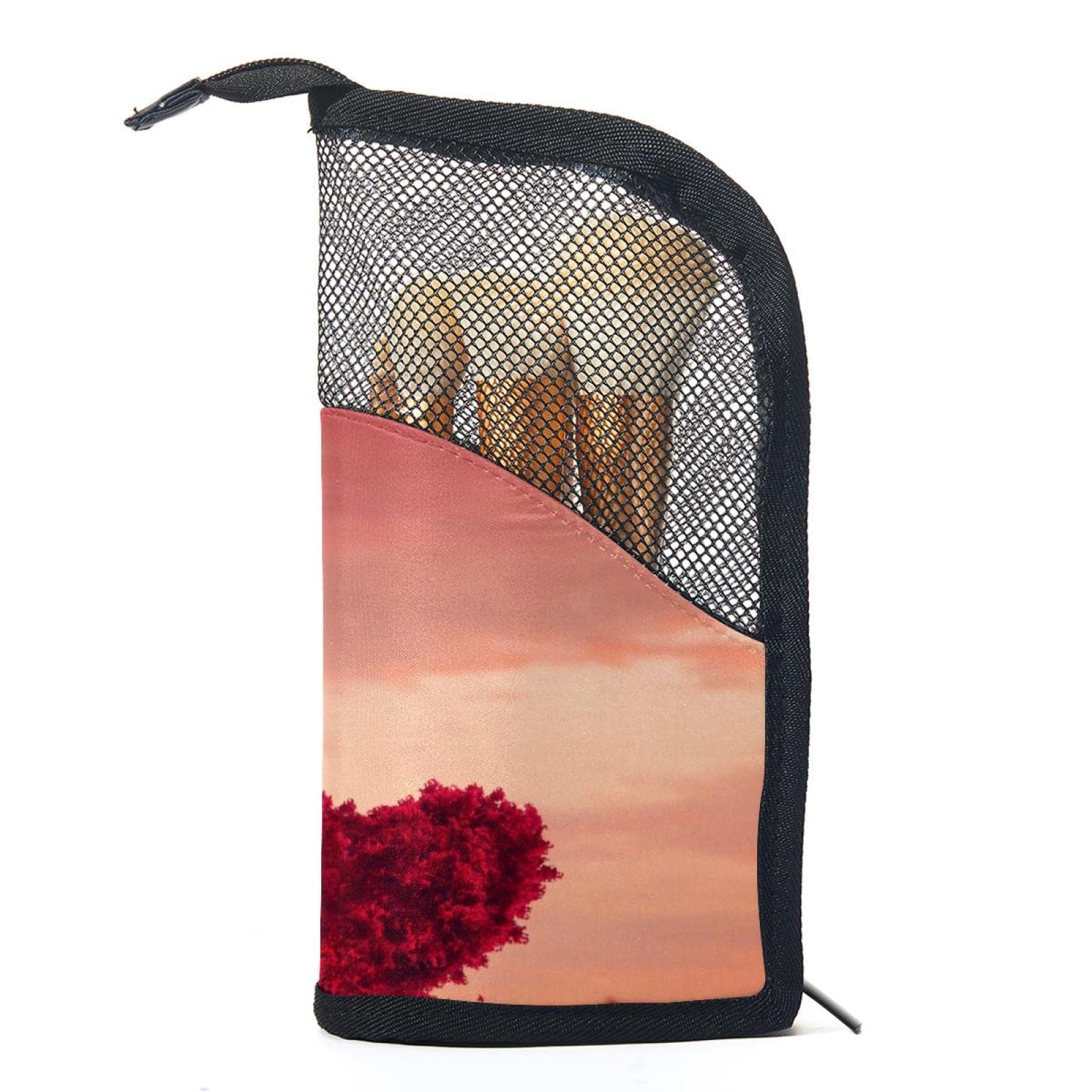 12-Piece Makeup Brush Organizer Bag with Heart Love Tree Design - Portable Makeup Brush Holder Case for Travel & Valentines Day Gifts - Perfect for Makeup Artists, Home Storage & On-the-Go Beauty Essentials