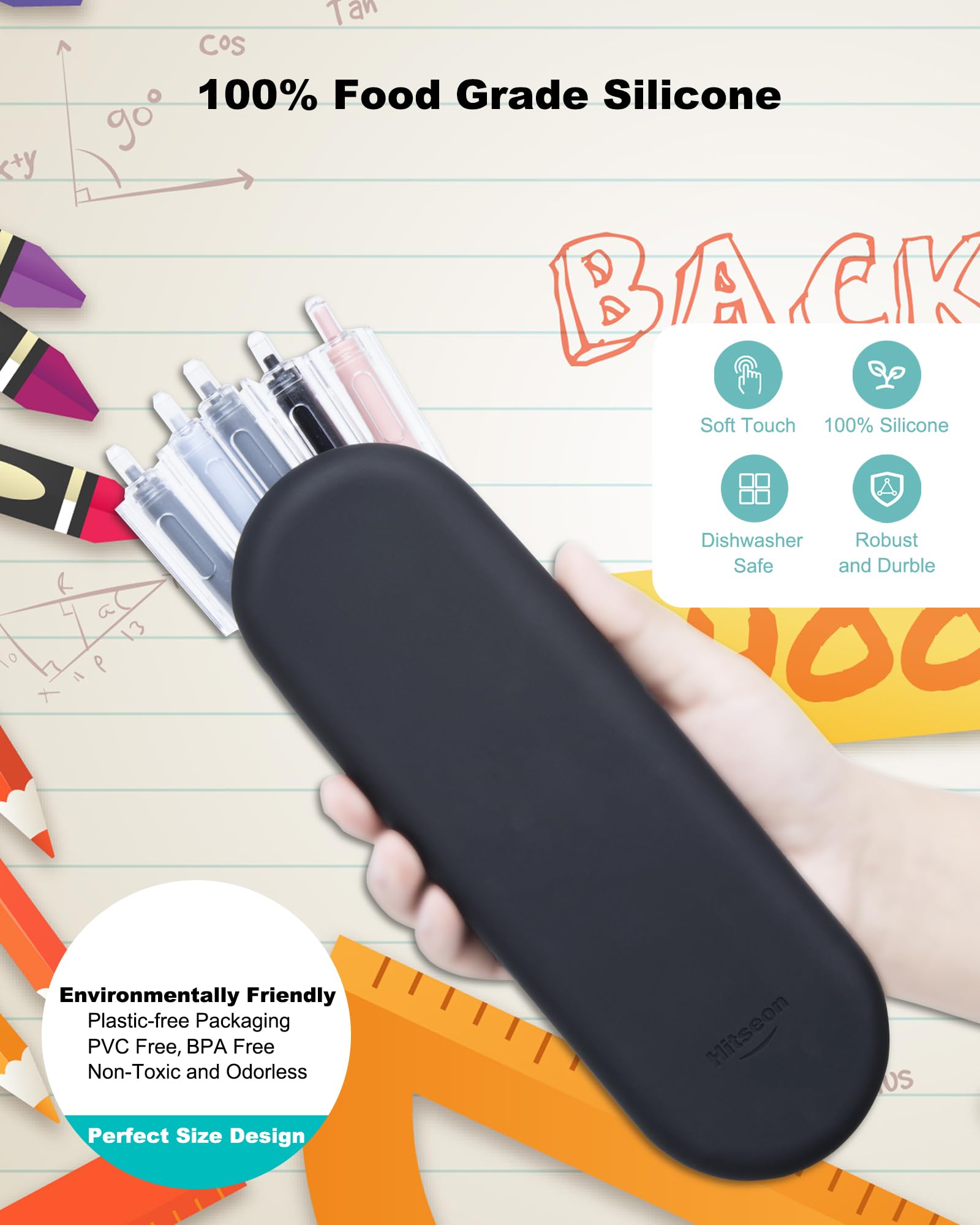 **Magnetic Silicone Pencil Case - Soft, Durable & Portable Pen Organizer for School, Office & Travel - Easy to Clean Pencil Box for Boys, Girls & Adults (Black) - Perfect for Students, Professionals & Artists**