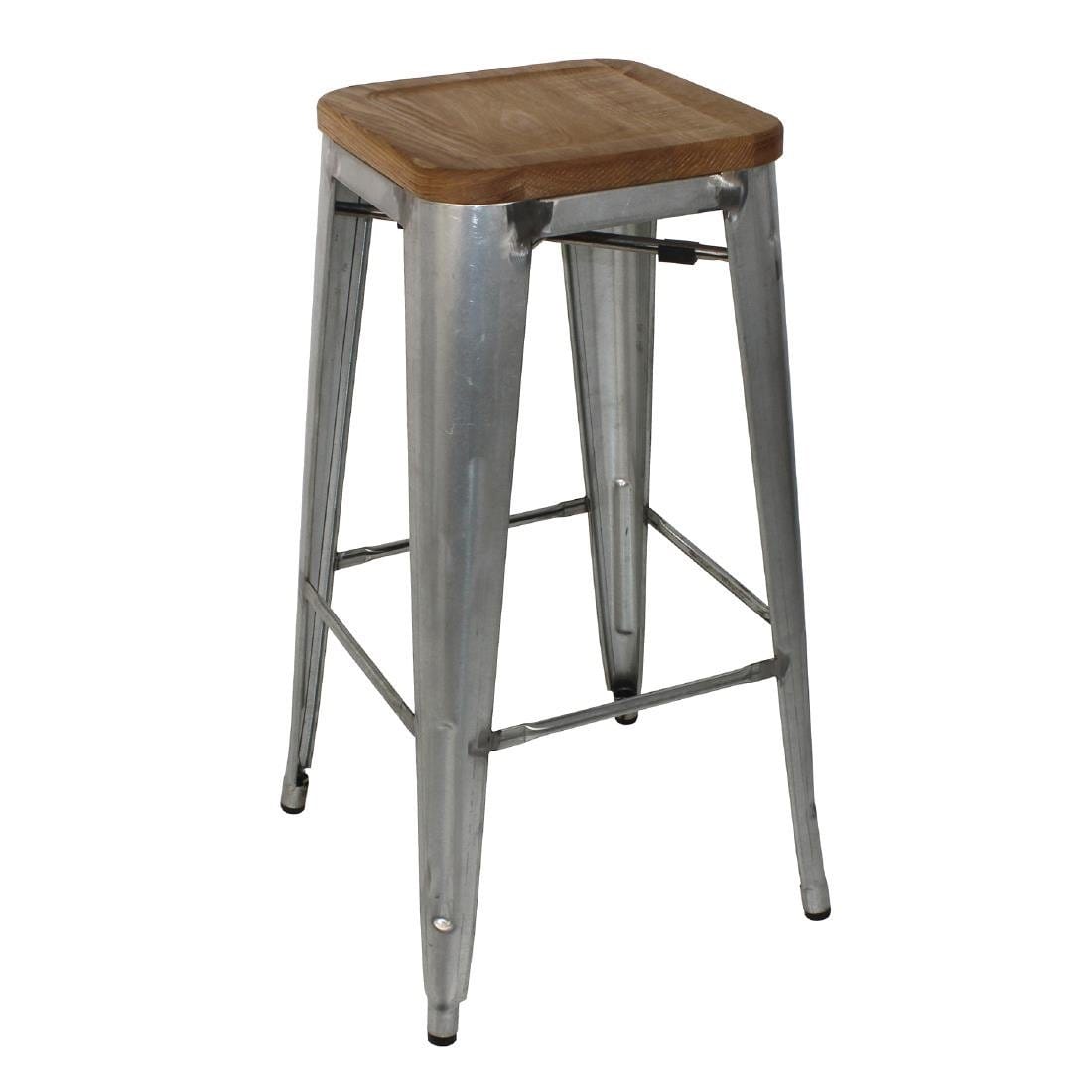 Bolero High Metal Bar Stools with Wooden Seat Pad - Adjustable Height Counter Stools for Kitchen Island, Breakfast Bar & Home Decor
