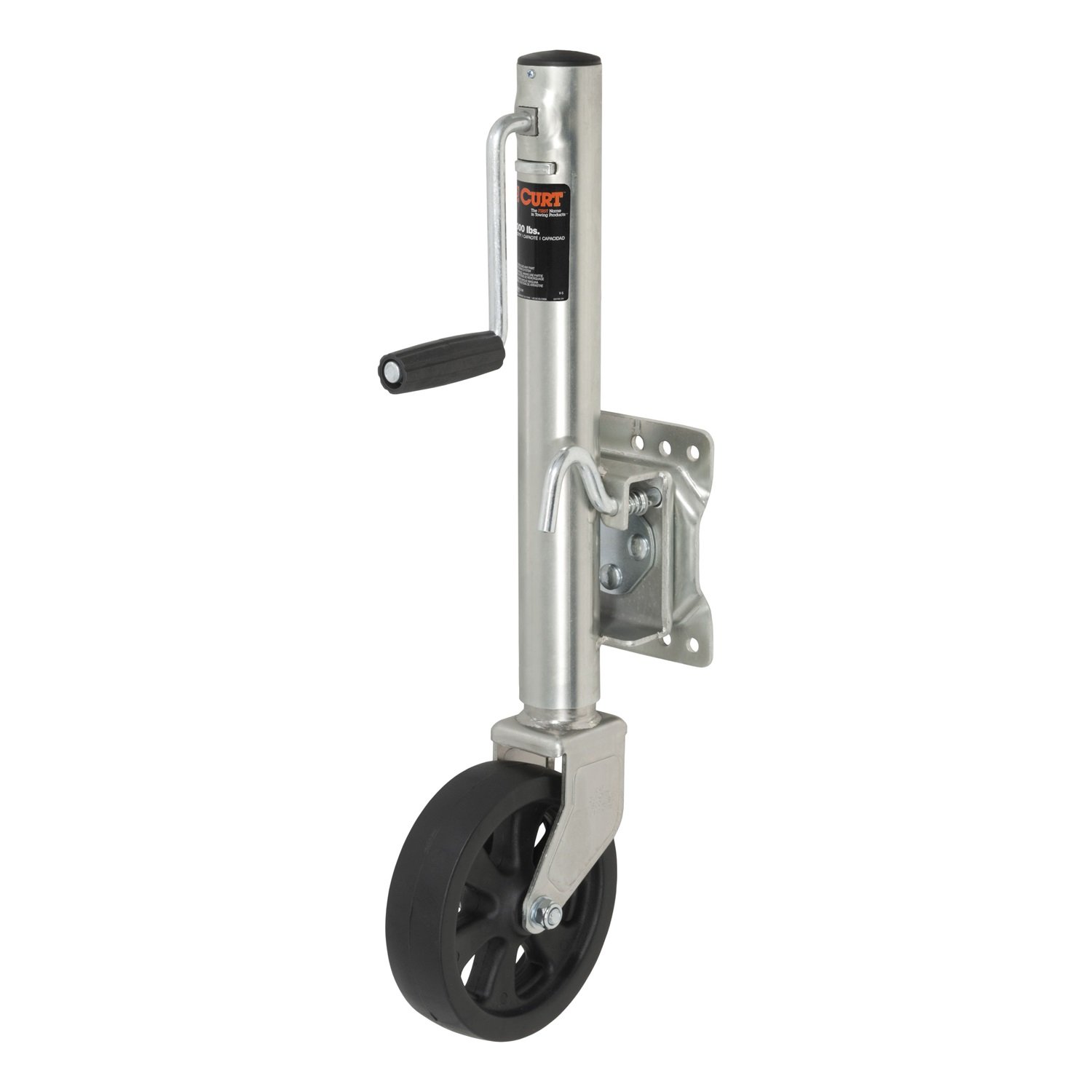 CURT 28116 Heavy Duty Marine Boat Trailer Jack - 1500 lbs Capacity, 8-Inch Wheel & 11-Inch Vertical Travel - Perfect for Boat Trailers, Dockside Adjustments & Watercraft Loading/Unloading