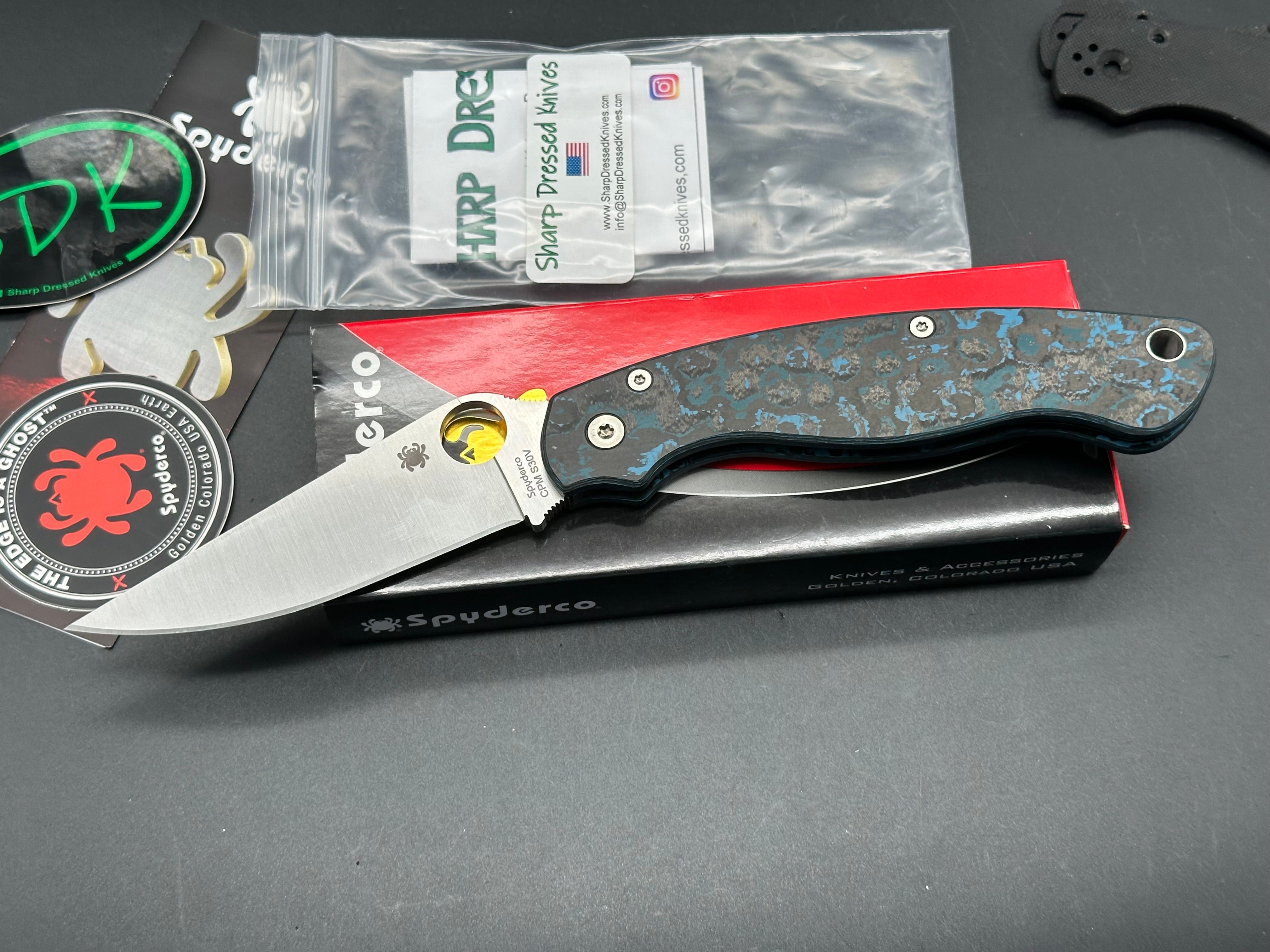 Spyderco Military 2 Folding Knife - S30V Satin Blade, Arctic Storm Carbon Fiber Handle with Compression Lock - EDC, Outdoor Survival, Camping & Tactical Use