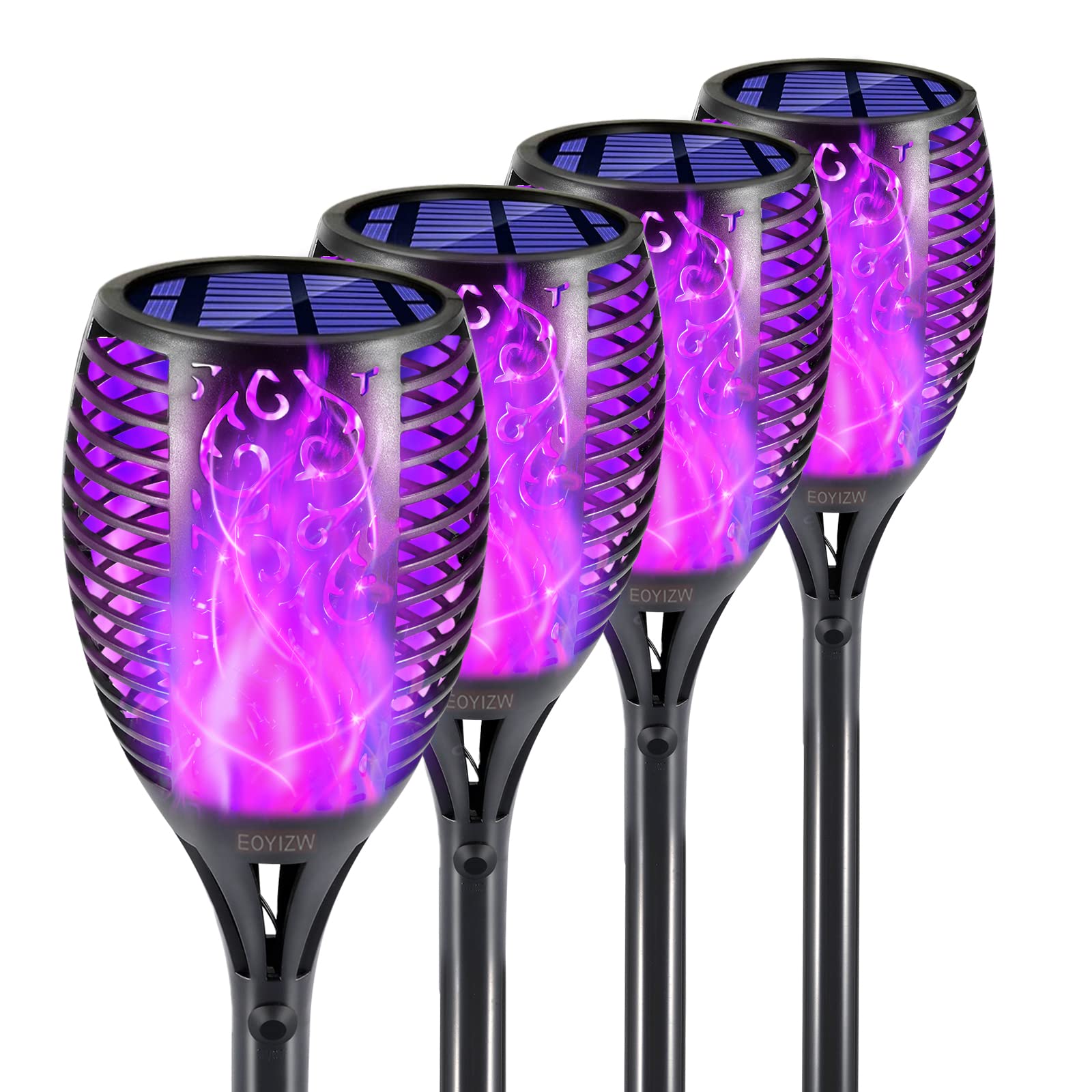 EOYIZW 4 Pack Solar Lights Outdoor - 99 LED Purple Halloween Solar Garden Lights, IP65 Waterproof for Yard Patio Porch Decor | Perfect for Halloween Party, Spooky Pathway Lighting & Outdoor Nighttime Decoration
